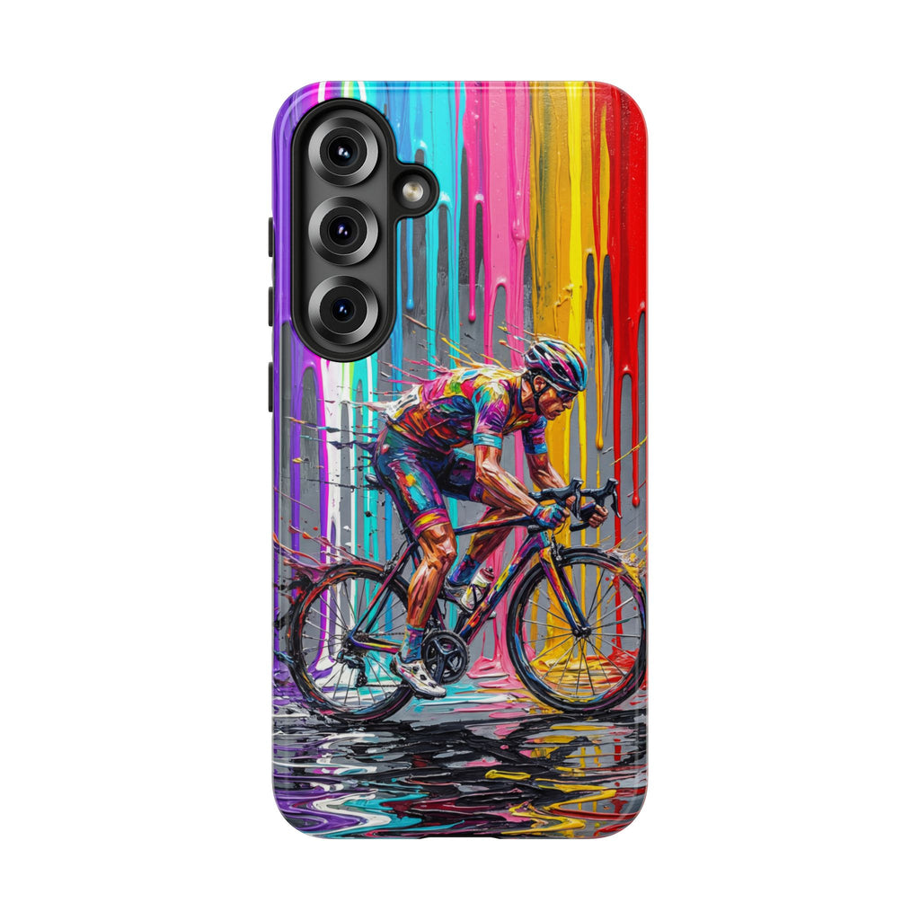 Cyclist Art Samsung Galaxy Phone Case | Colourful Drip Painting Tough Cases
