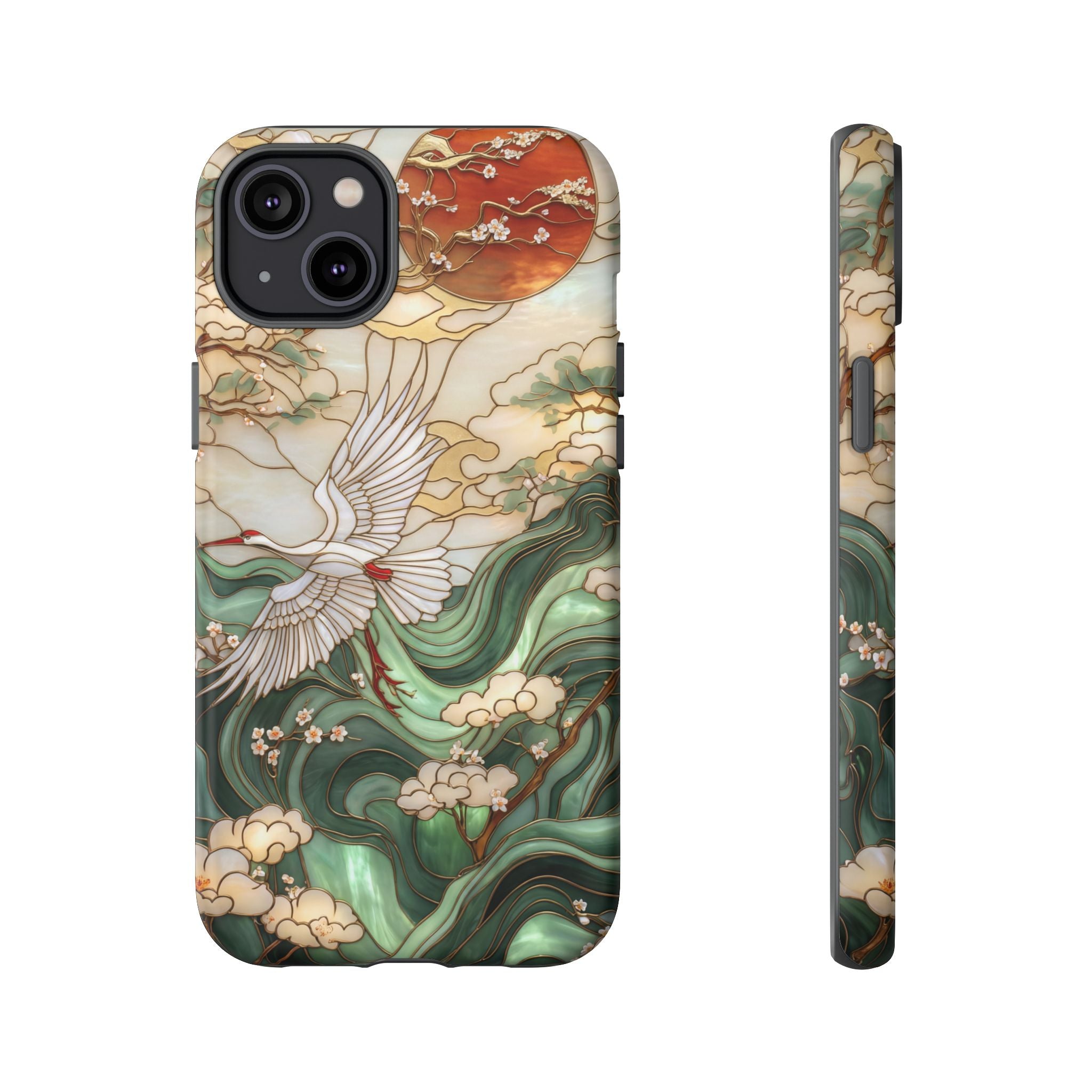 Cranes & Waves Protective iPhone Case | Japanese-Inspired Art Phone Cover