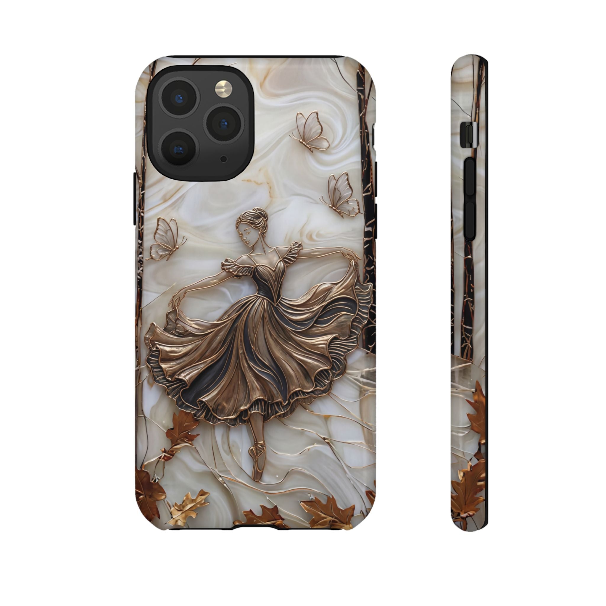 Elegant Bronze Ballerina Dance Design iPhone Case