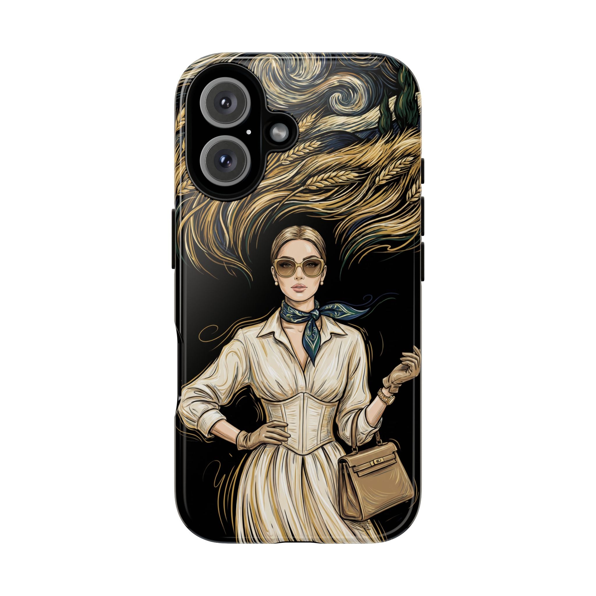Vintage Elegance iPhone Case | Retro Woman with Flowing Golden Hair