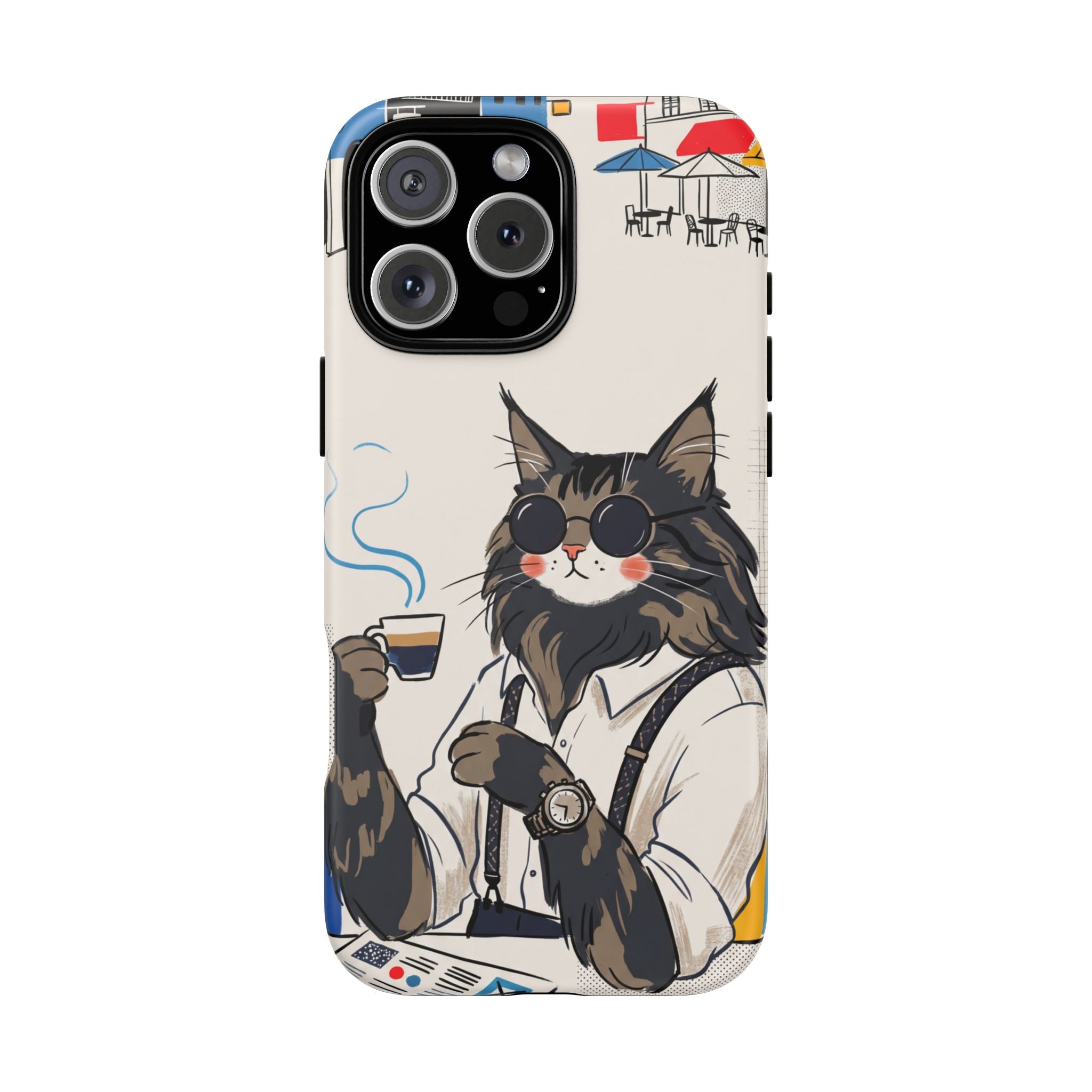 Cat Barista iPhone Case | Cool Cat in Sunglasses Coffee Shop Design