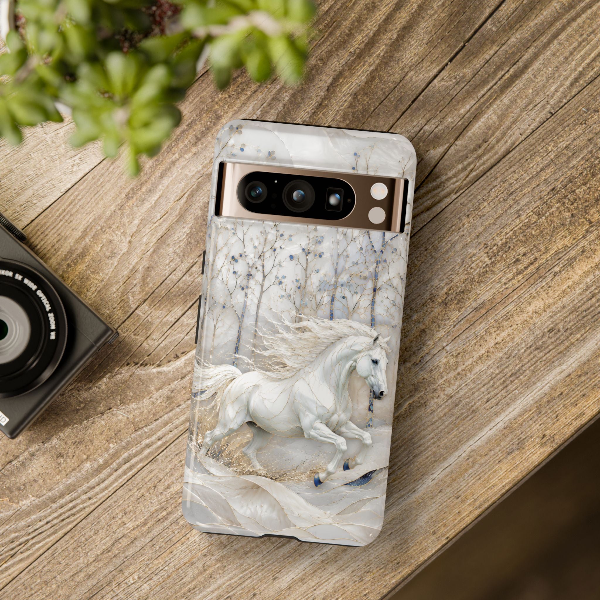 White Horse Google Pixel Phone Case | Winter Forest Phone Case