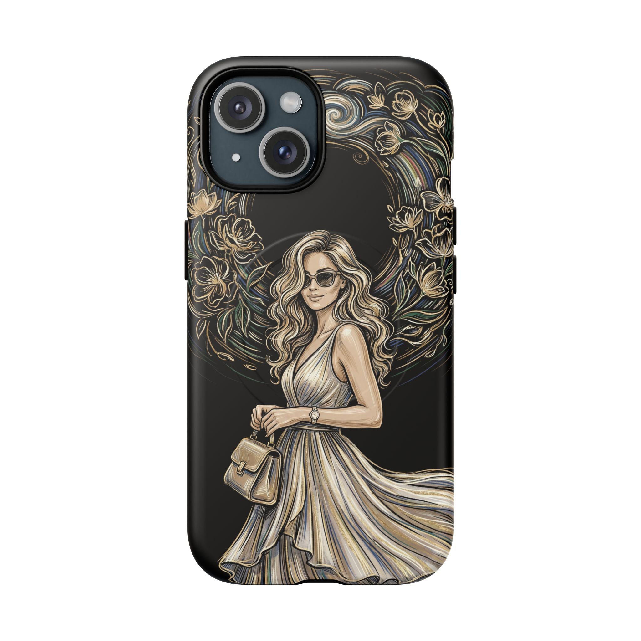 Stylish Woman Floral Wreath Tough MagSafe iPhone Case