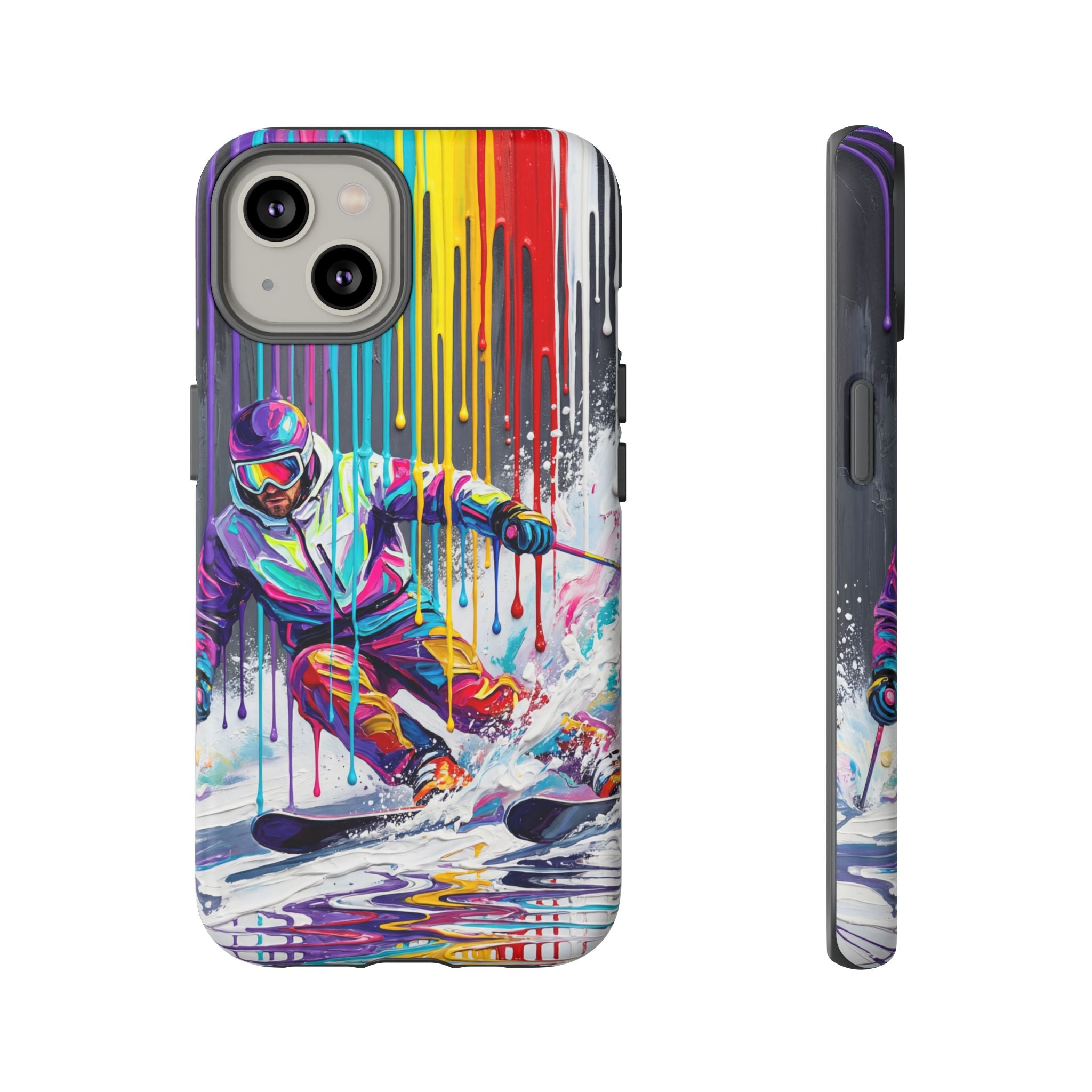 Colourful Skiing Drip Art Tough iPhone Case