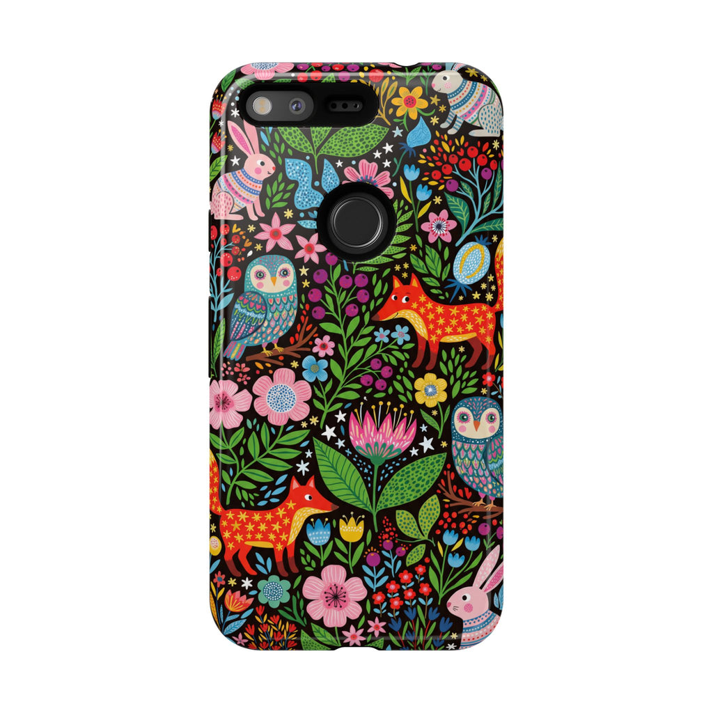 Floral Woodland Google Pixel Phone Case | Colourful Fox & Owl Protective Cover