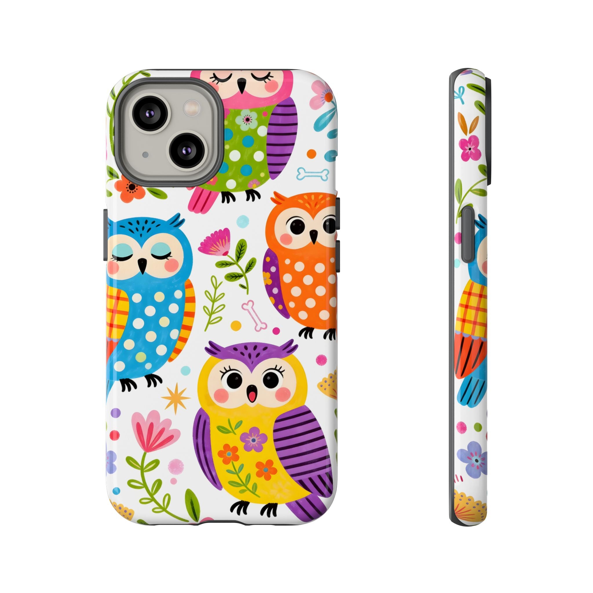 Cute Colorful Owls iPhone Case | Cute Owl Pattern Tough Case