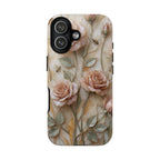 Custodia protettiva resistente per iPhone con motivo floreale rosa cipria vintage