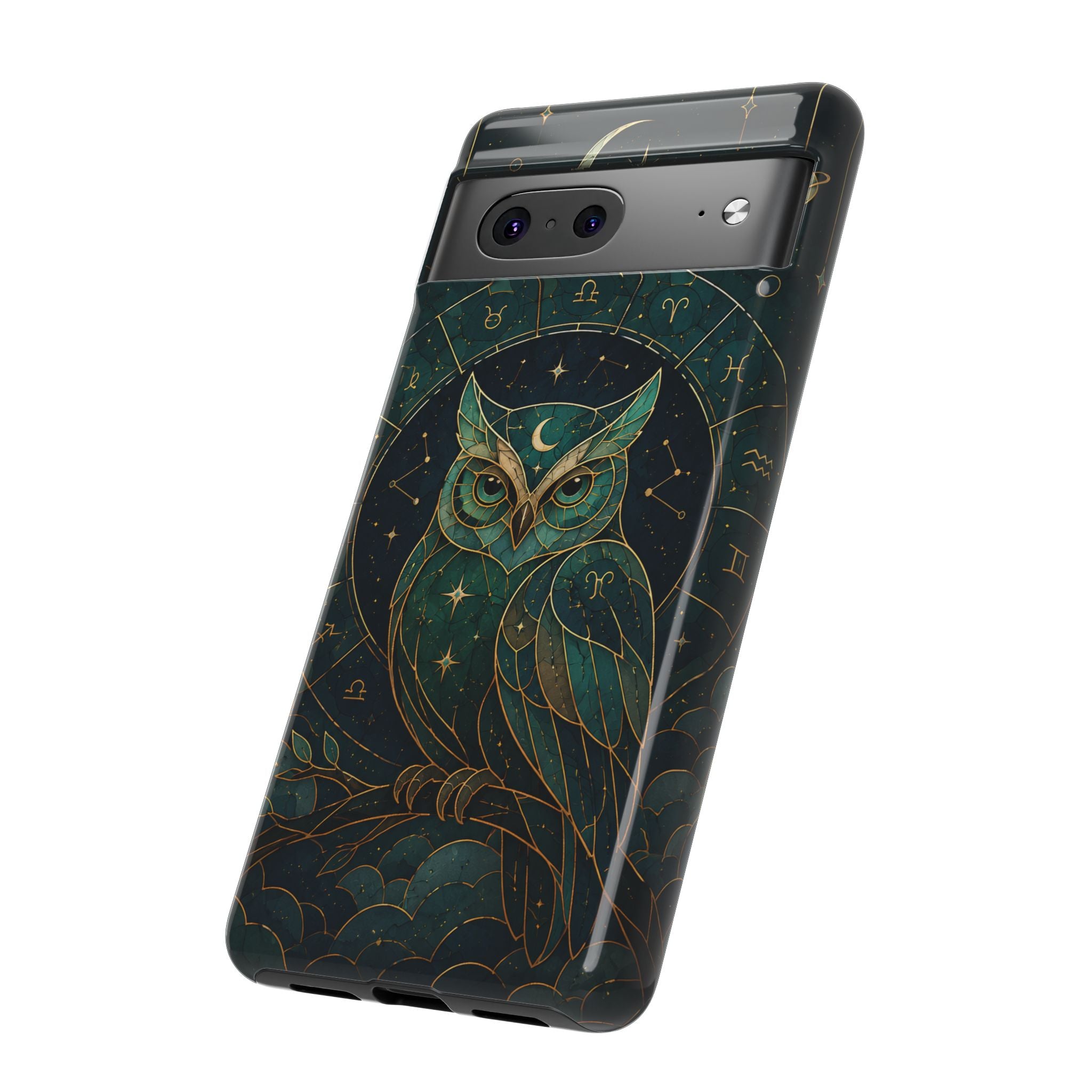 Moonlit Owl Google Pixel Phone Case | Stained Glass Owl Phone Case
