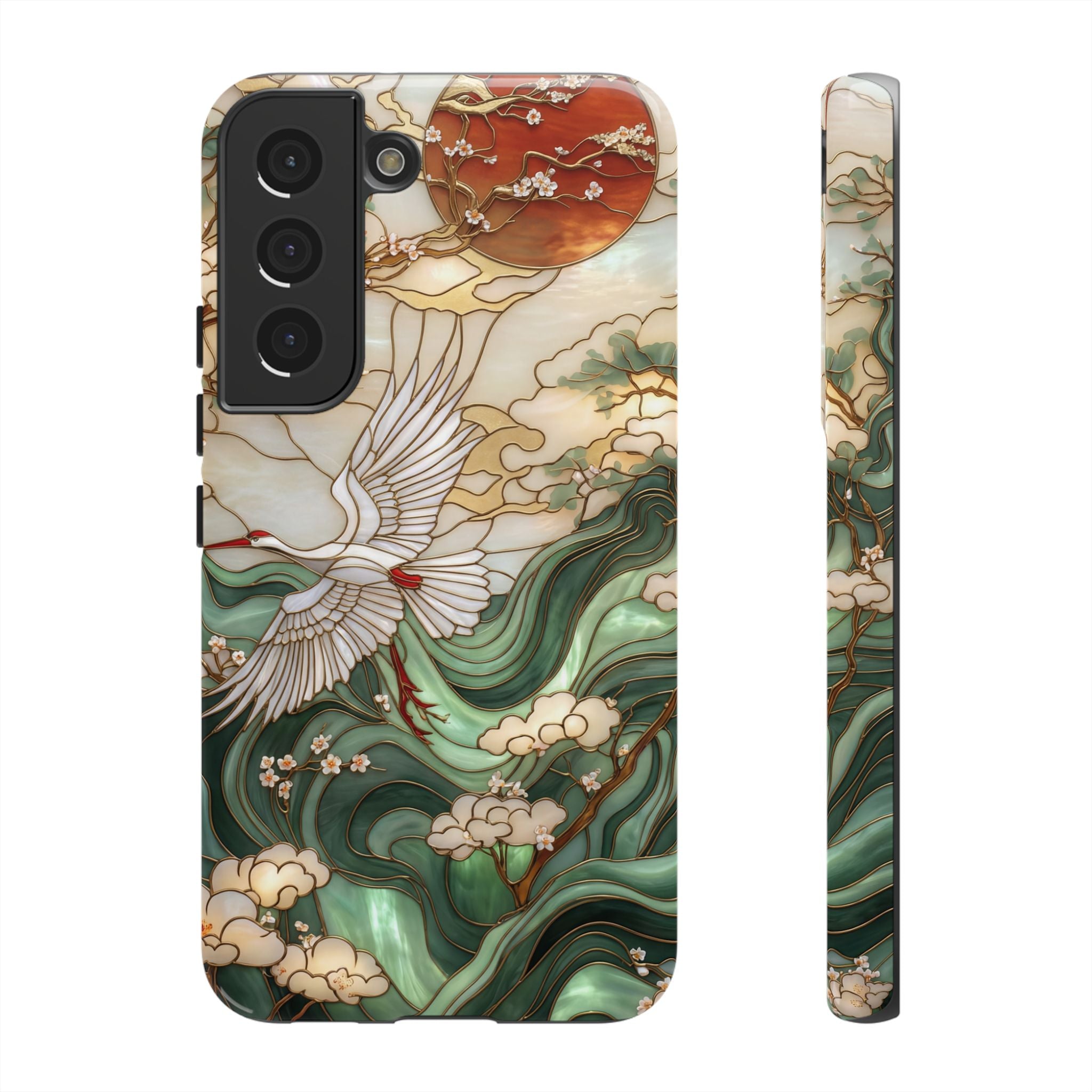 Cranes & Waves Protective Samsung Galaxy Case | Japanese-Inspired Art Phone Cover