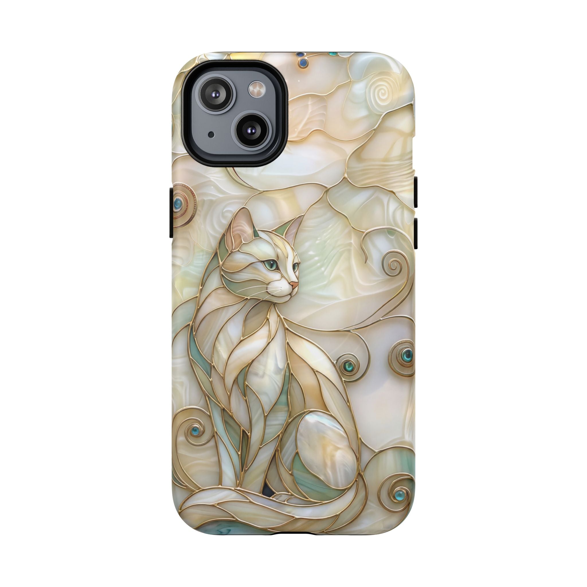 Art Nouveau Cat Phone Case | Elegant Stained-Glass Style Tough MagSafe Case