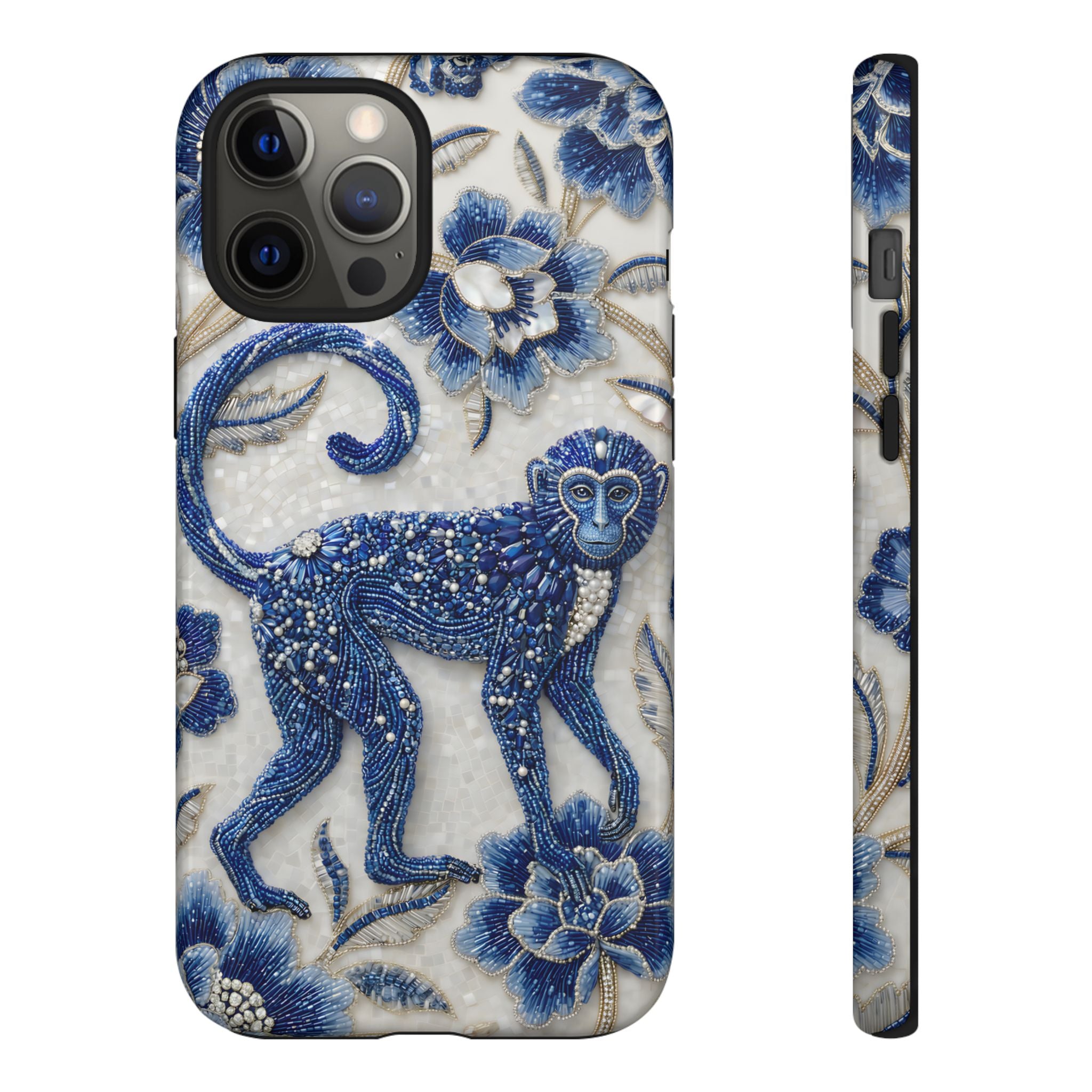 Asian Zodiac Monkey iPhone Case | Blue & White Porcelain Art Protective Case | Year of the Monkey Gift