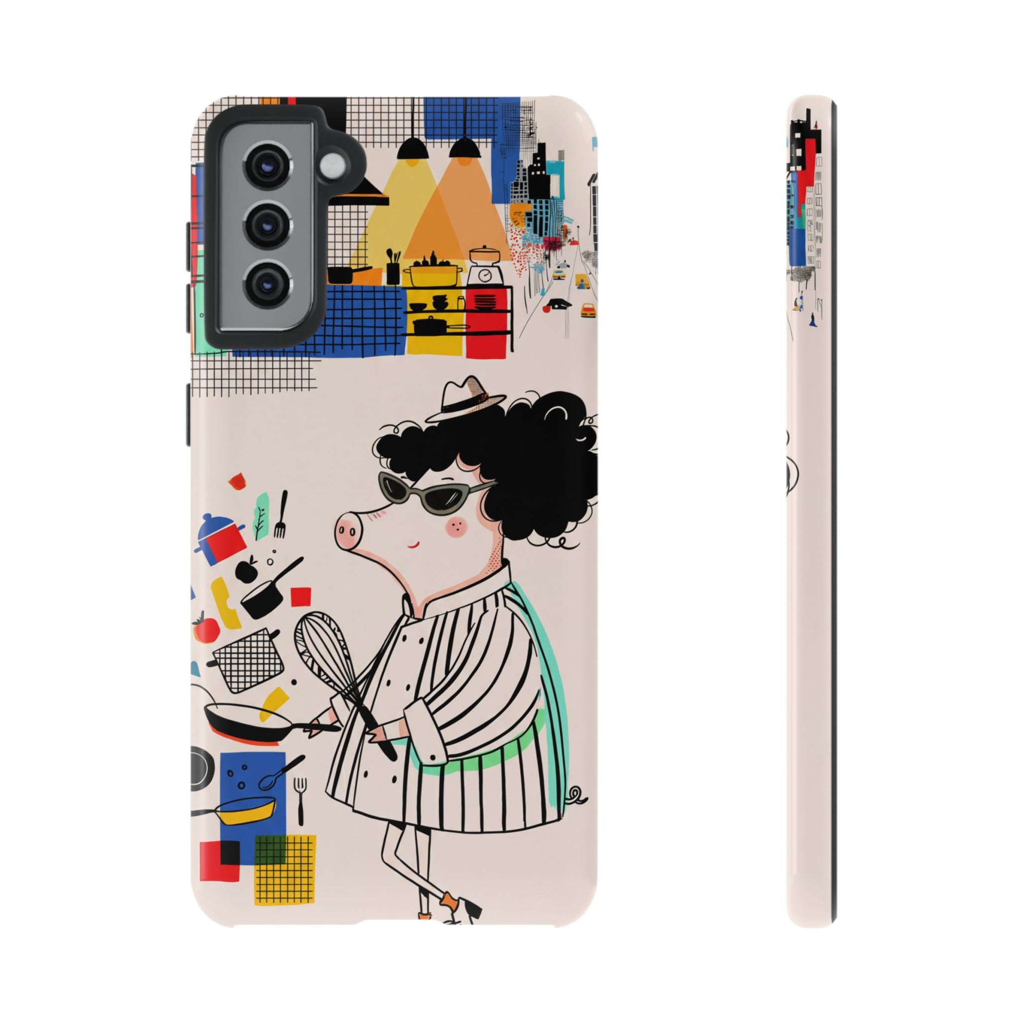 Cute Chef Pig Samsung Galaxy Phone Case | Quirky Cartoon Kitchen Art Tough Case