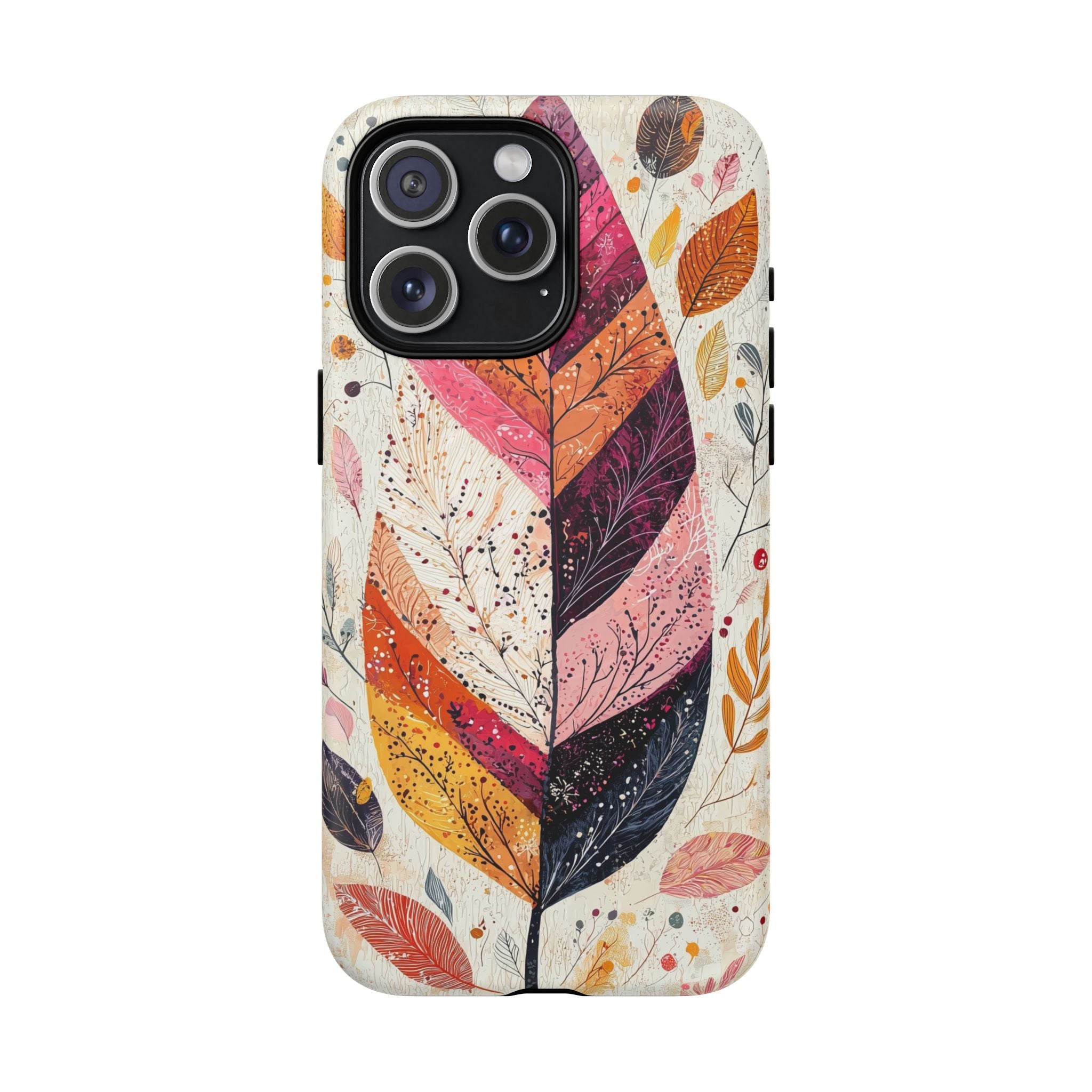 Custodia MagSafe resistente per iPhone Autumn Leaf | Design autunnale con piume ad acquerello