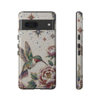 Custodia protettiva per Google Pixel con colibrì floreale | Cover protettiva con accento a stella vintage