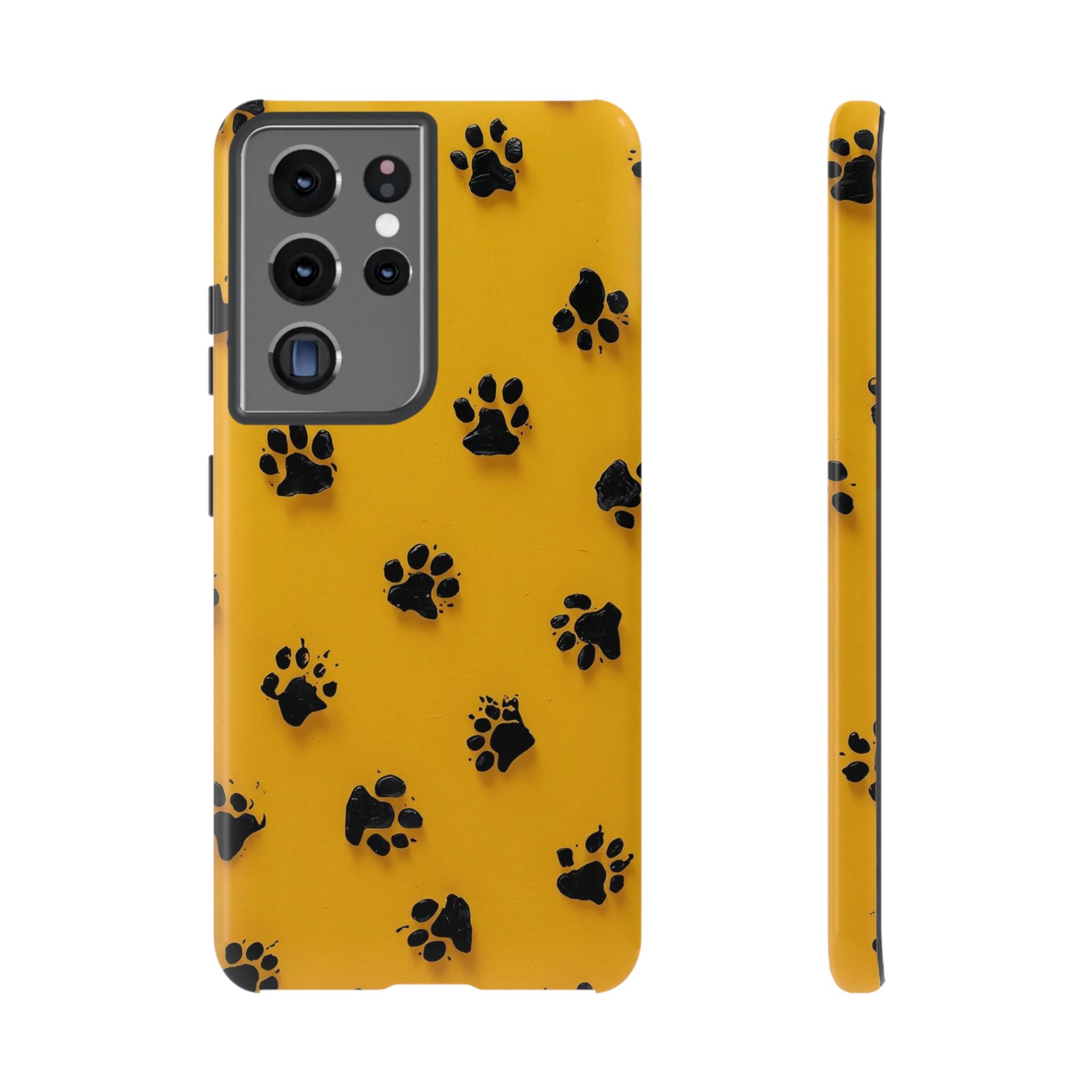 Yellow Paw Print Tough Samsung Galaxy Case — Protective Dog & Cat Lover Cover