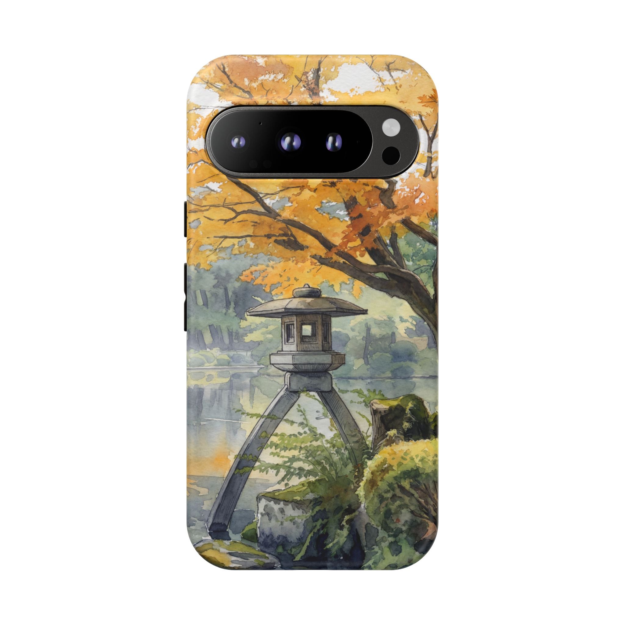 Autumn Japanese Garden Google Pixel Phone Case | Scenic Lantern Fall