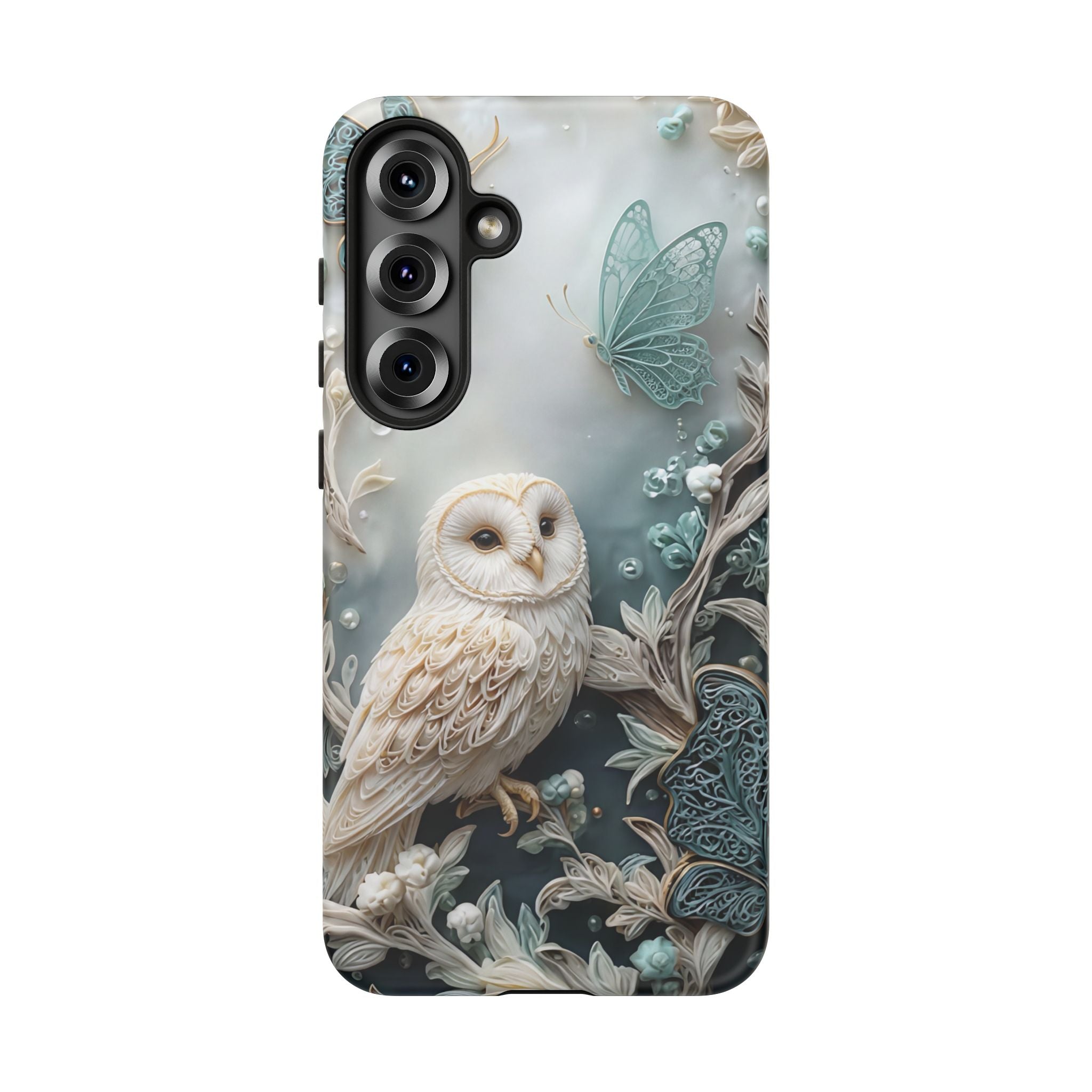 Barn Owl & Butterflies Tough Samsung Galaxy Case