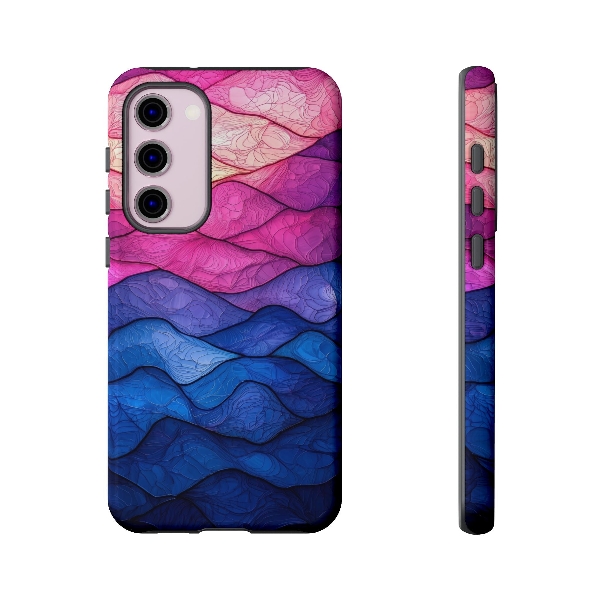 Abstract Ocean Waves Samsung Galaxy Case — Pink & Blue Gradient Tough Case