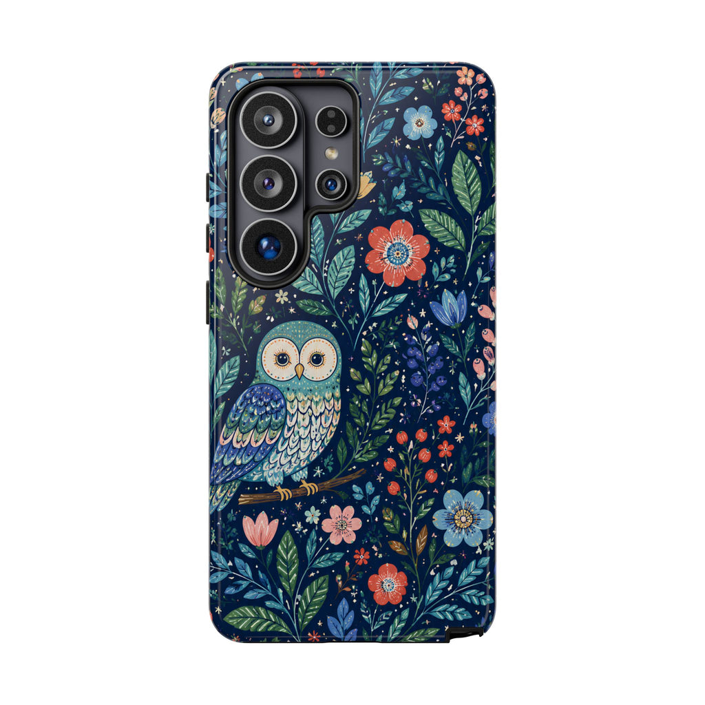 Owl Floral Samsung Galaxy Phone Case | Navy Botanical Protective Phone Cover
