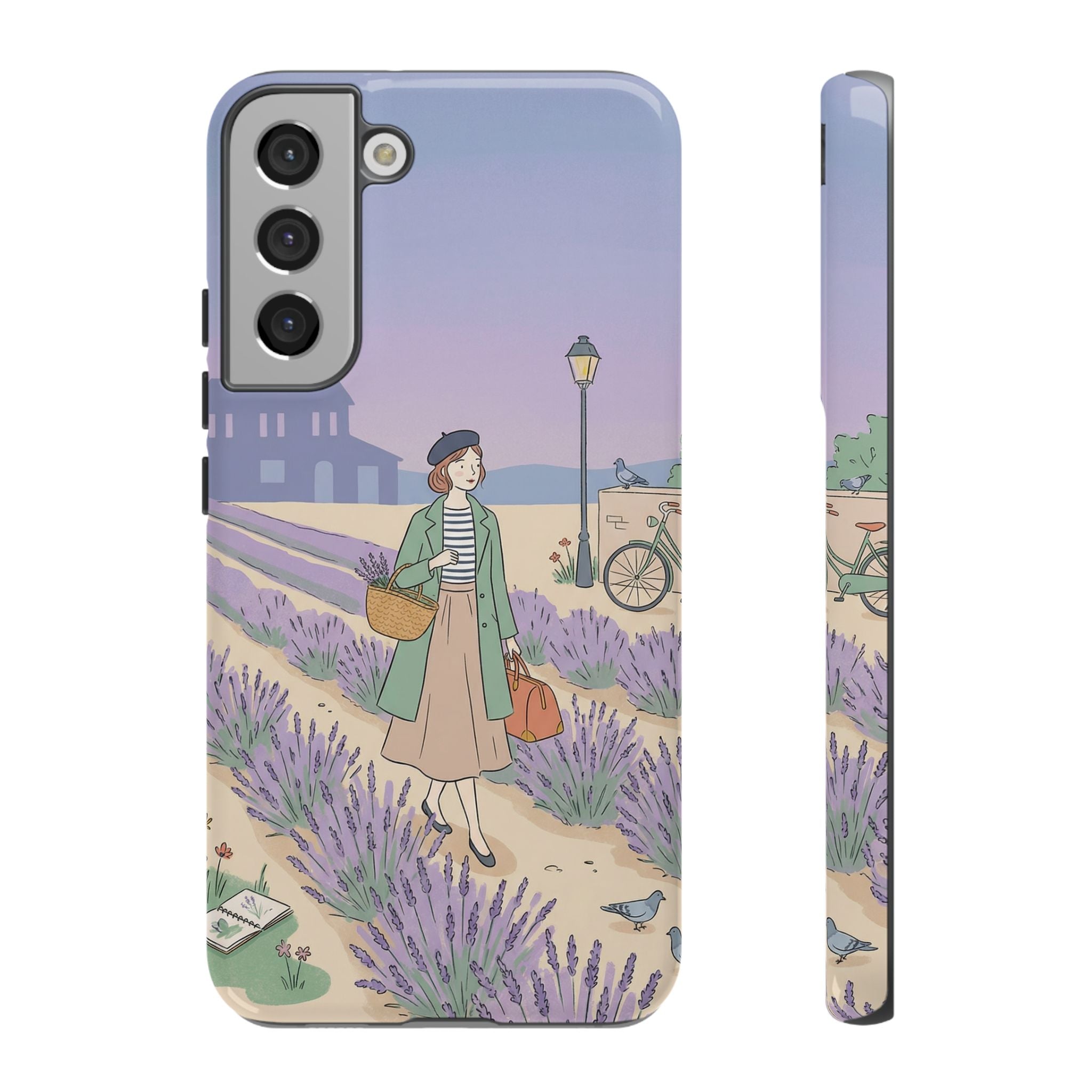 Lavender Field Samsung Galaxy Phone Case | Vintage Travel Illustration Protective Case