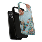 Hummingbird Floral Tough iPhone Case | Vintage Blue Garden Design