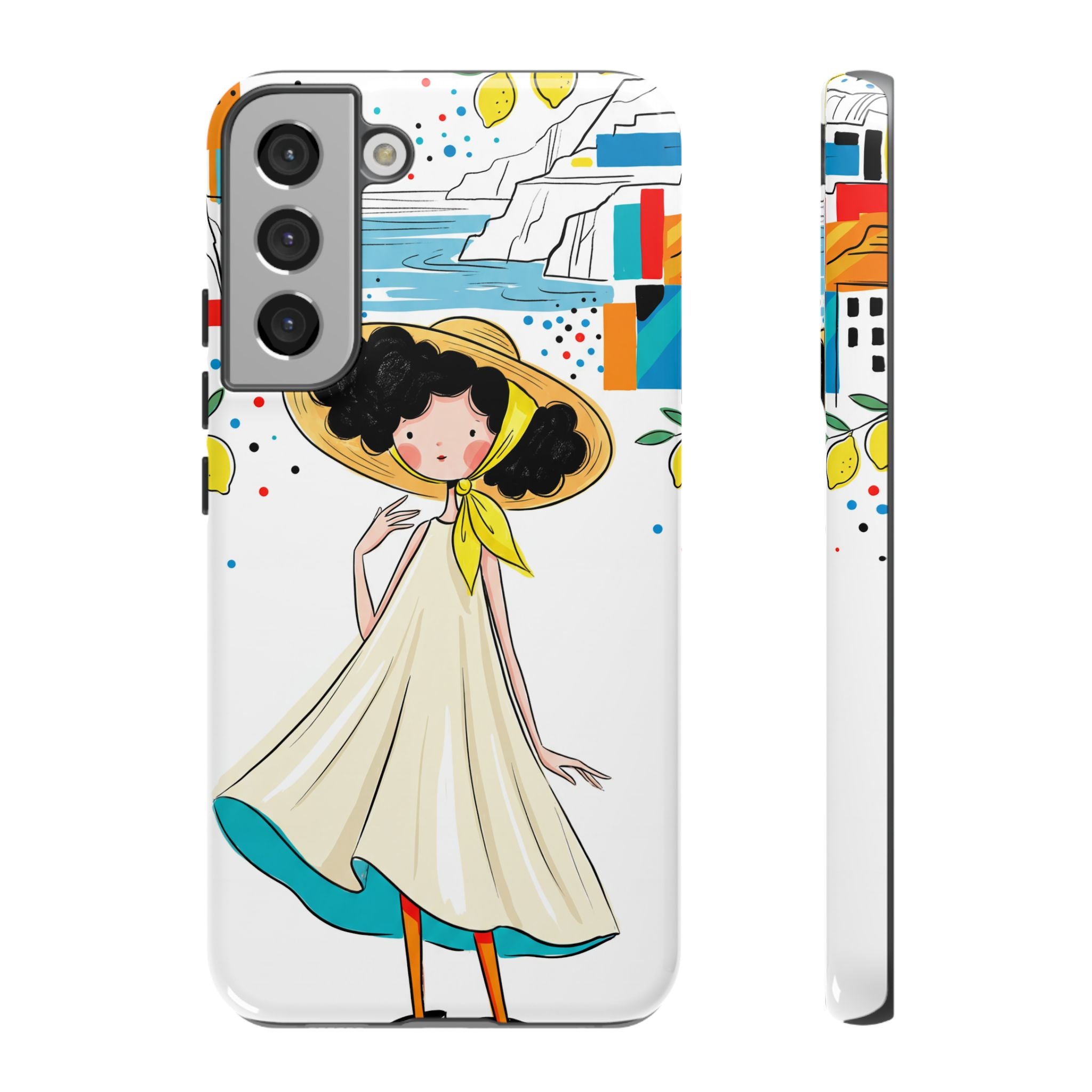 Cute Summer Girl Samsung Galaxy Phone Case | Whimsical Coastal Illustration Protective Case