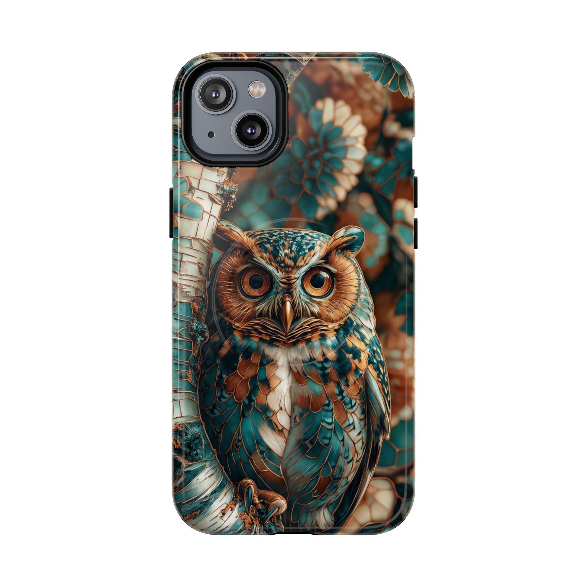 Custodia MagSafe resistente per iPhone con motivo a mosaico gufo