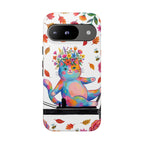 Custodia protettiva per Google Pixel con gatto floreale colorato su Pilates Reformer