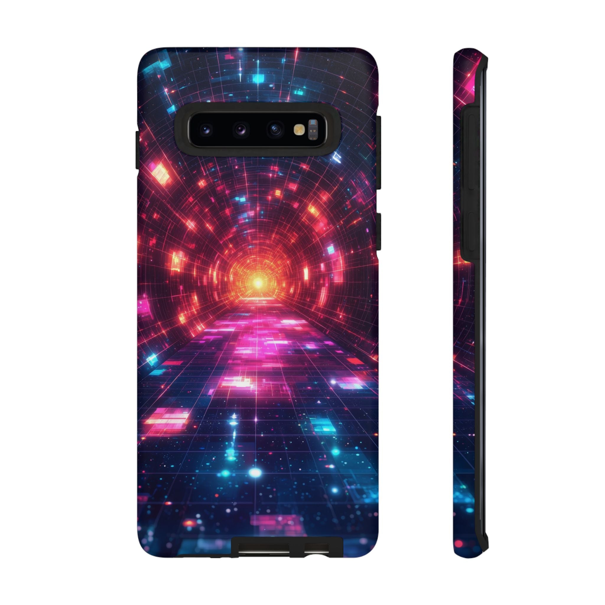 Neon Tunnel Tough Samsung Galaxy Case — Retro Futuristic Galaxy Design