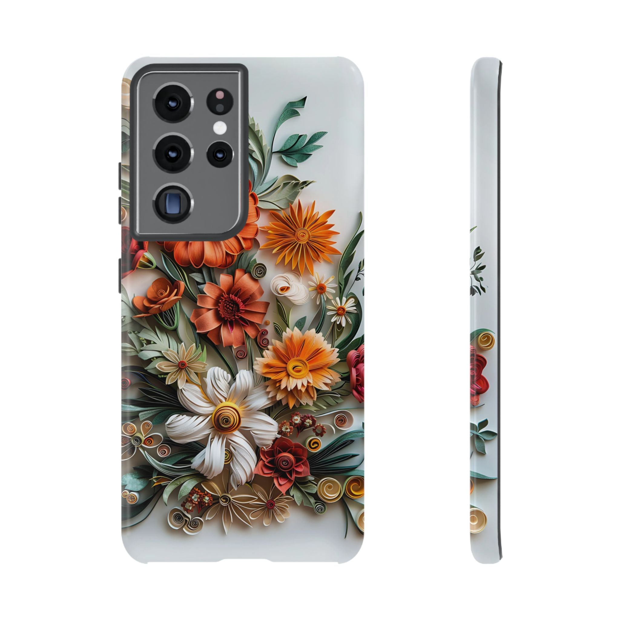 Floral Quilling Tough Samsung Galaxy Case — Orange Daisy