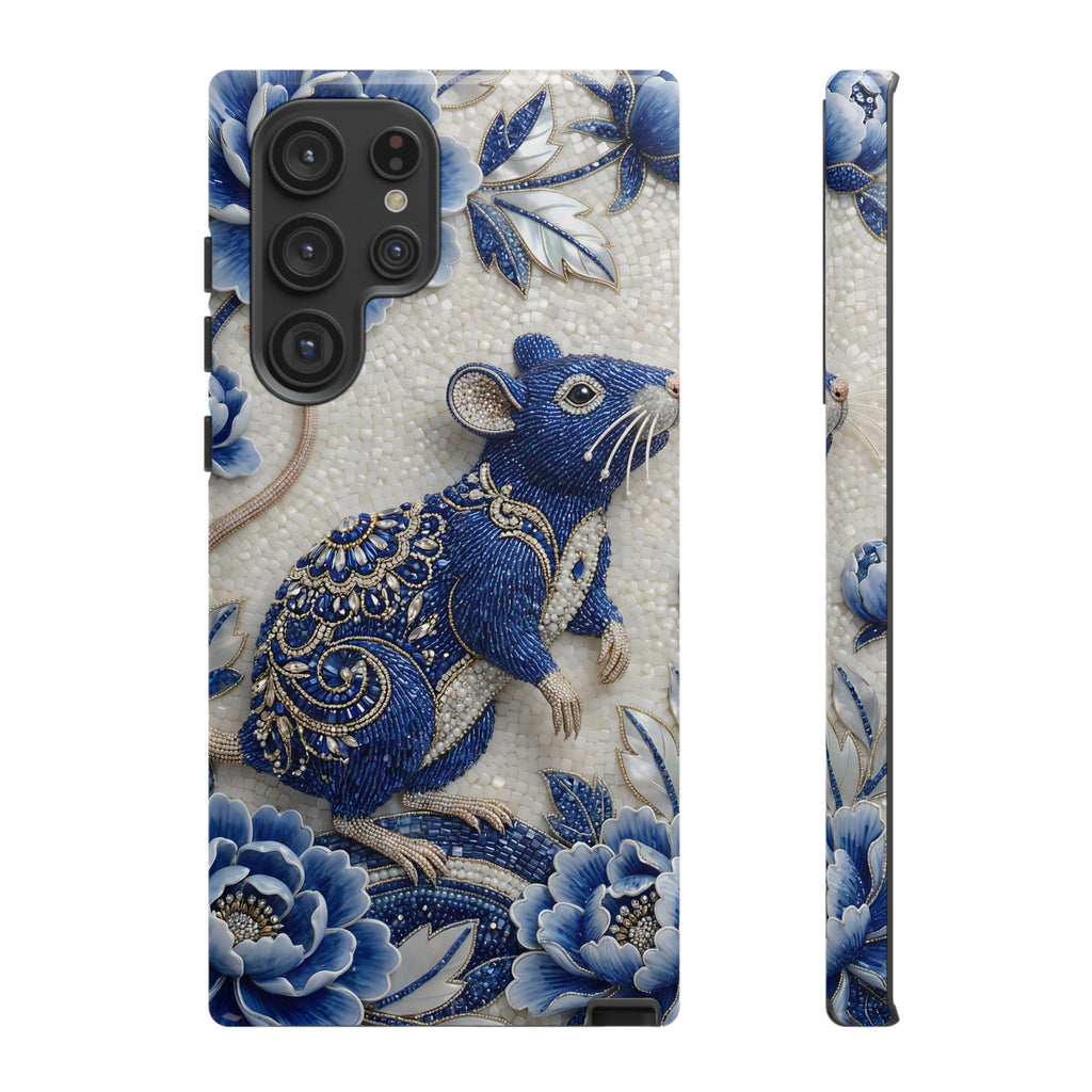 Asian Zodiac Rat Samsung Galaxy Phone Case | Blue & White Porcelain Art Slim Protective iPhone Case | Year of the Rat Gift