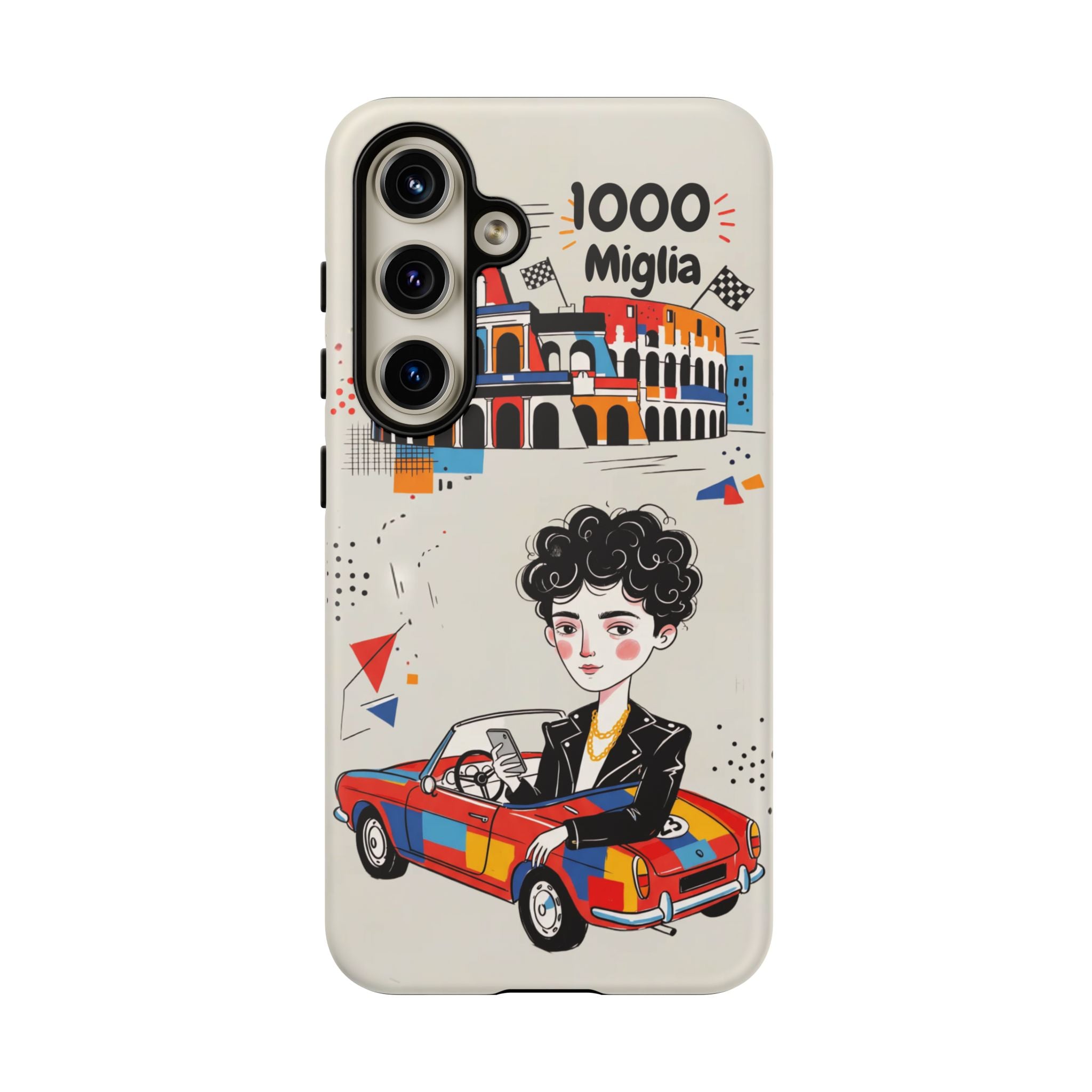 Retro Mille Miglia Car Illustration with Driver Samsung Galaxy Phone Case
