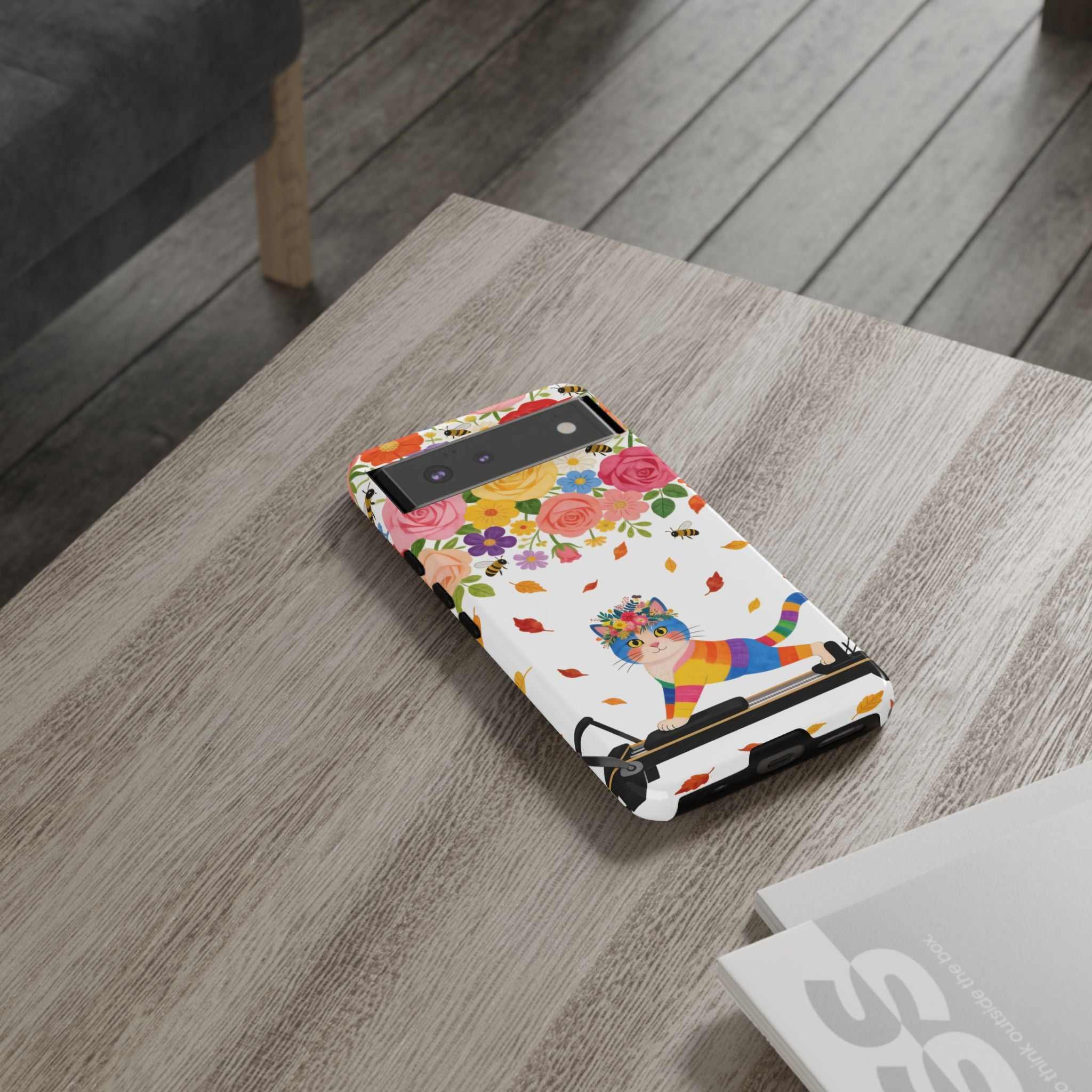 Floral Rainbow Cat Tough Google Pixel Phone Case — Colorful Pilates Cat Design