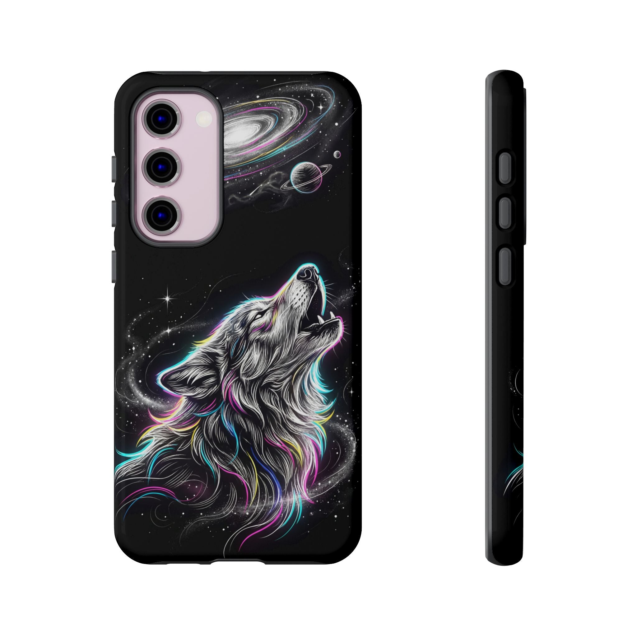 Wolf Galaxy Tough Samsung Galaxy Phone Case | Colorful Howling Wolf Space Design