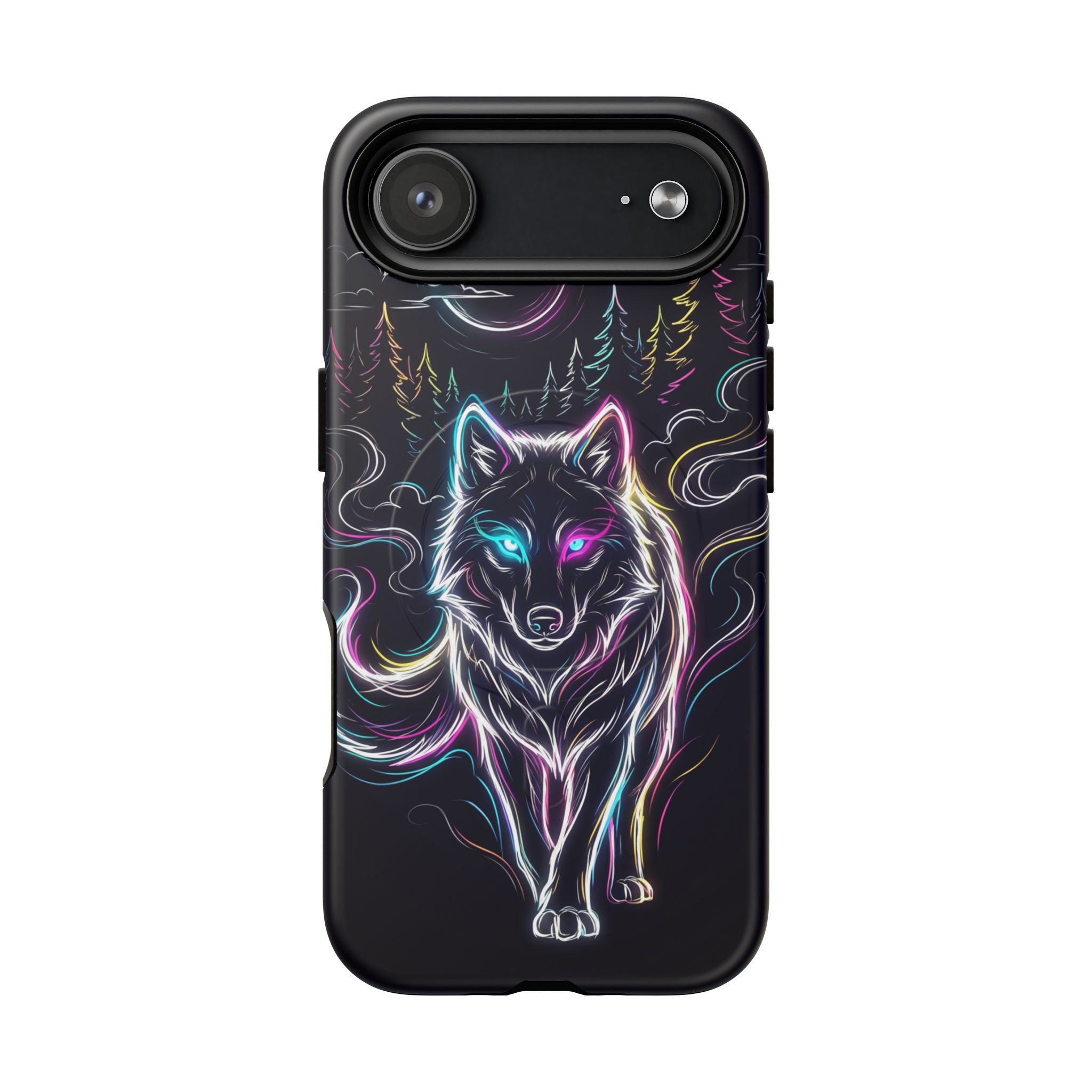 Neon Wolf MagSafe iPhone Case | Mystic Glow Protective Tough Case