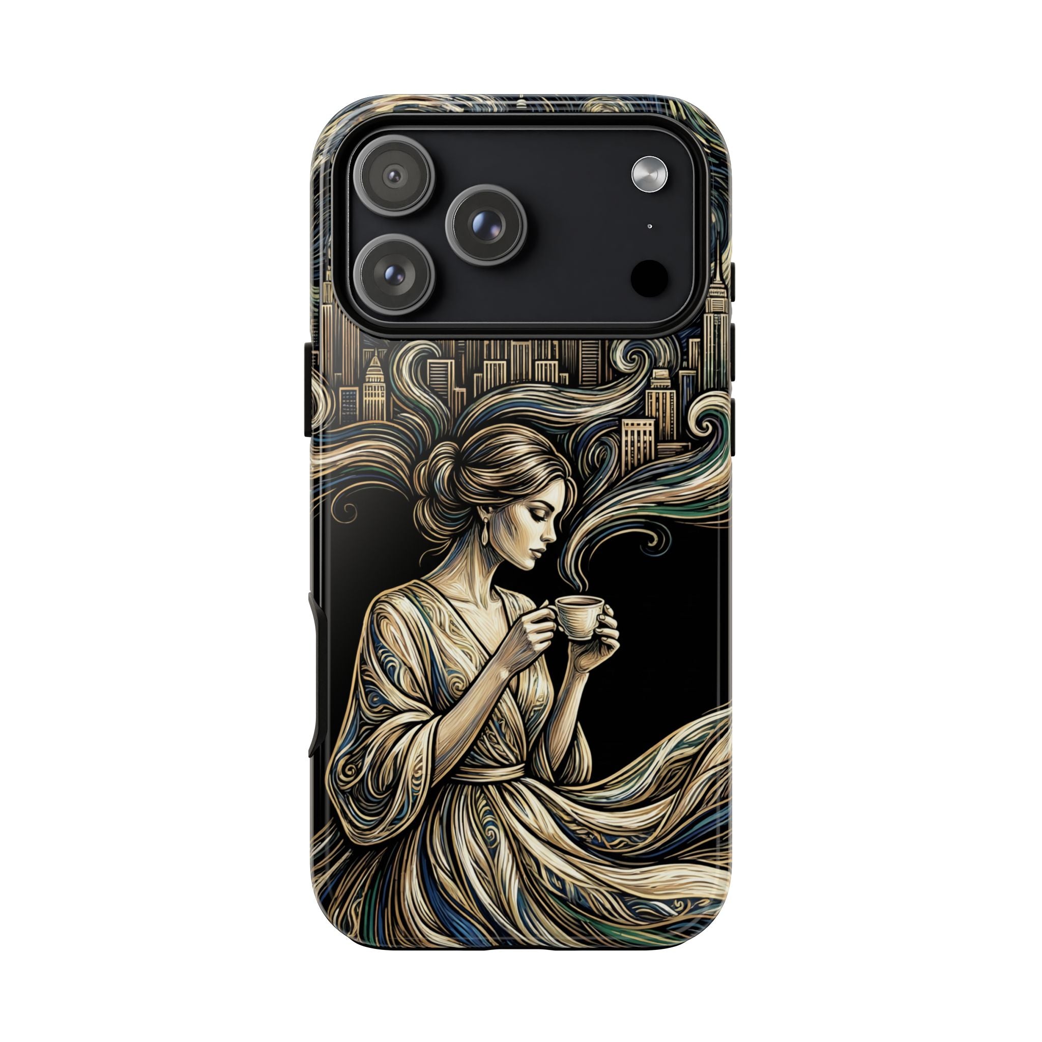 Vintage Cityscape Woman Tea Art iPhone Case