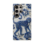 Cover per Samsung Galaxy Scimmia Zodiaco Cinese | Custodia protettiva Arte Porcellana Blu e Bianca | Regalo Anno della Scimmia