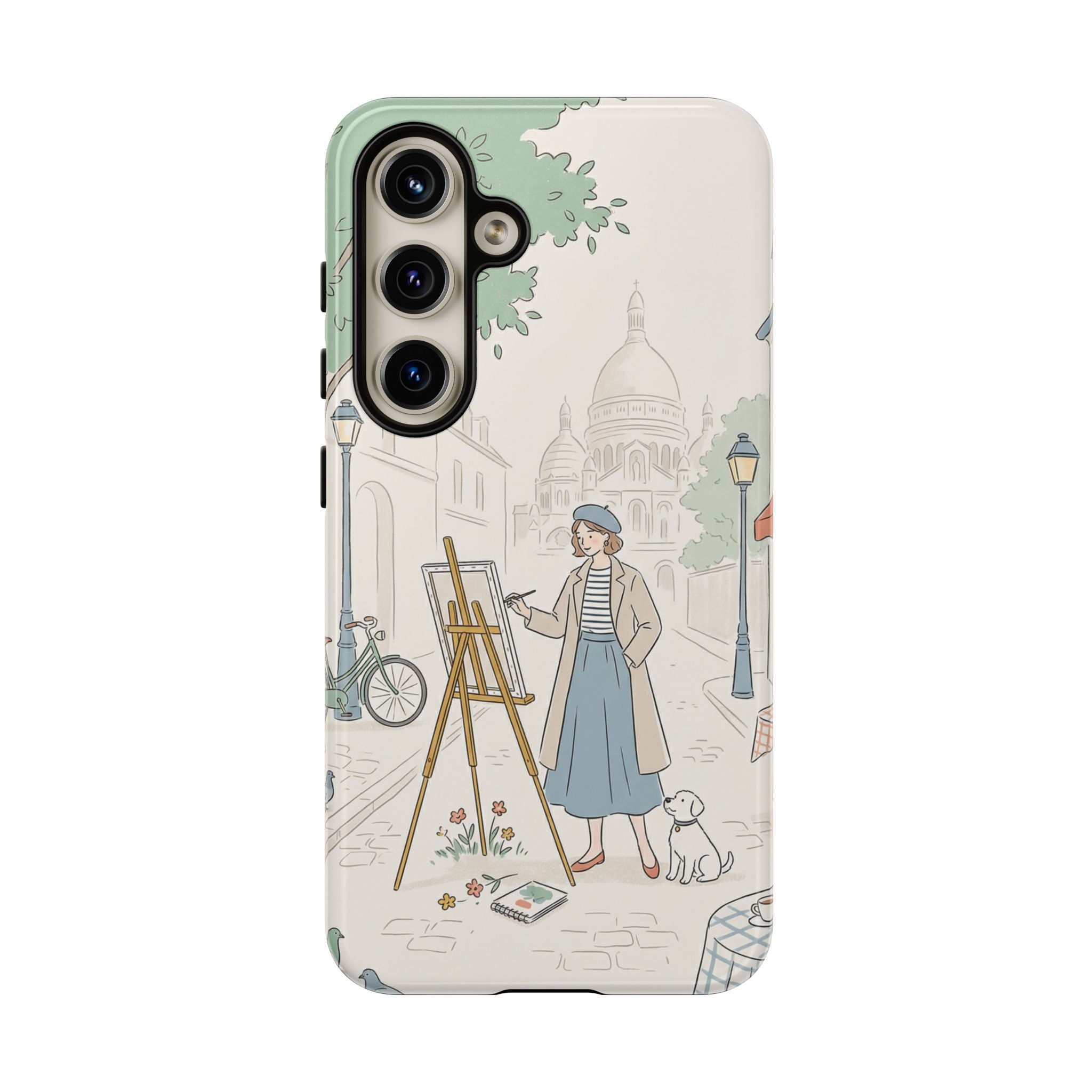 Artist in Paris Samsung Galaxy Phone Case | Vintage Painter Street Scene Protective Cover