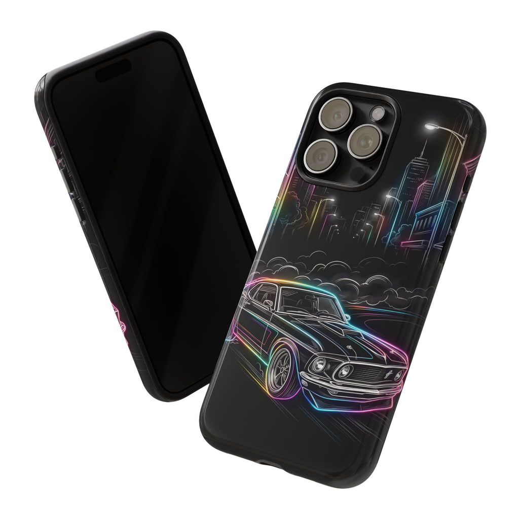 Neon Muscle Car iPhone Case | Retro City Nightscape