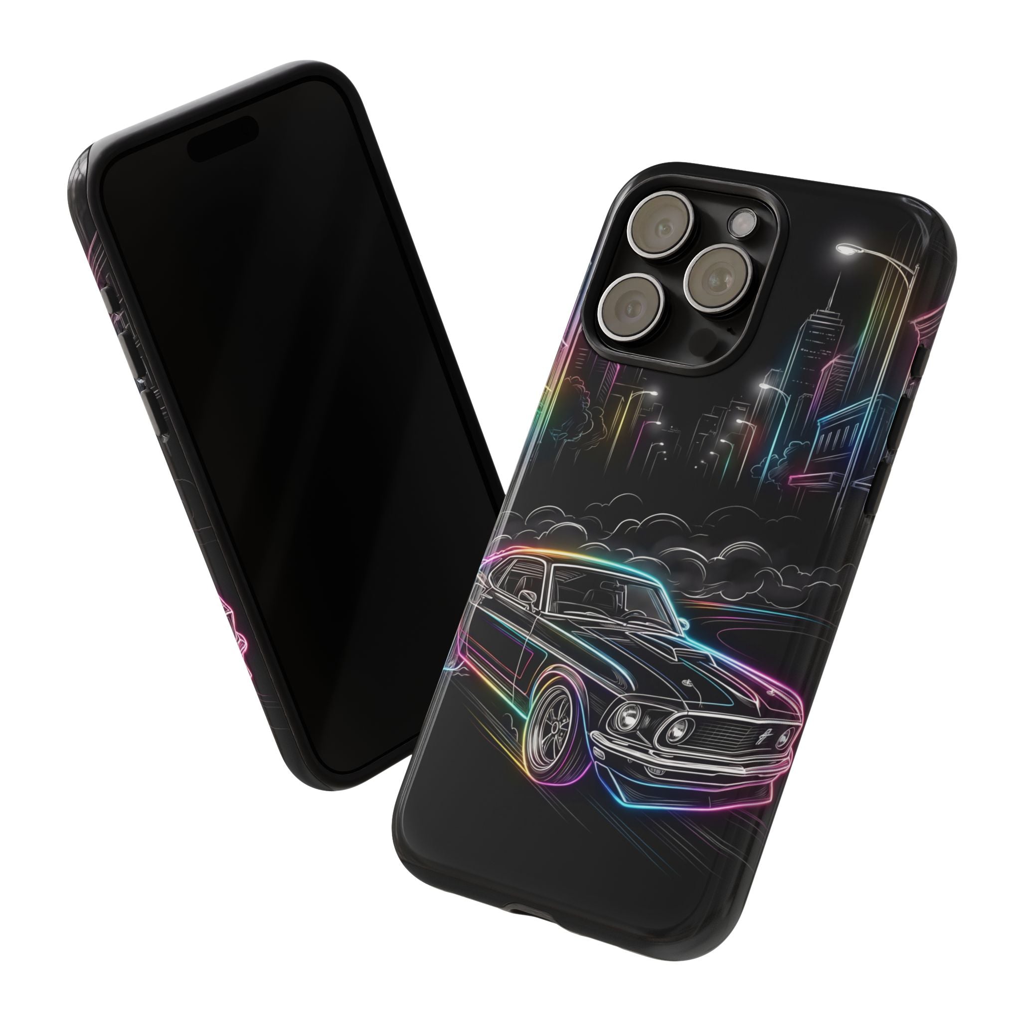 Neon Muscle Car iPhone Case | Retro City Nightscape