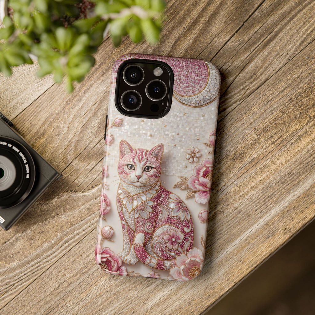 Cover iPhone Gatto Floreale Vintage | Cover iPhone Luna Rosa e Rose