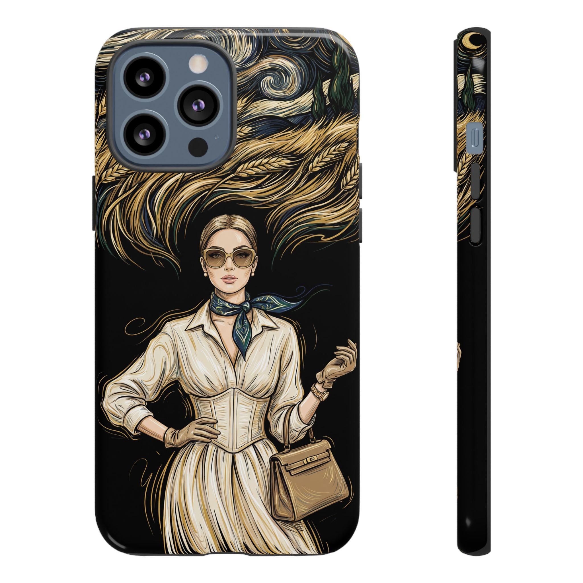 Vintage Elegance iPhone Case | Retro Woman with Flowing Golden Hair