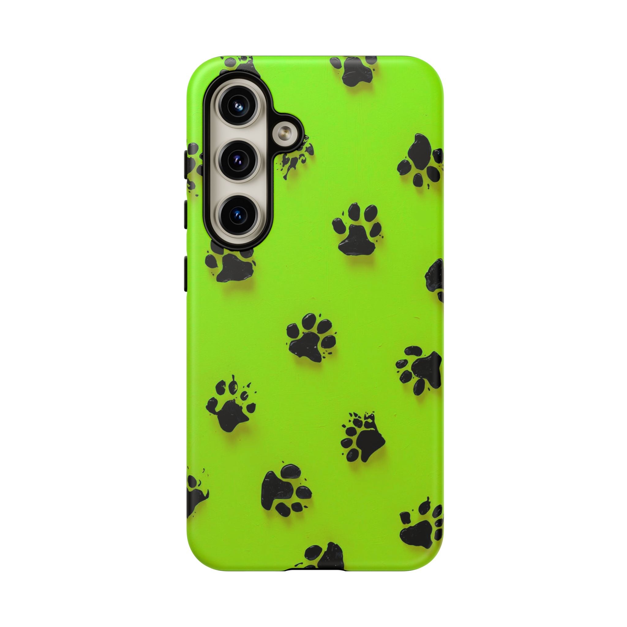 Neon Paw Print Tough Samsung Galaxy Case — Shockproof Pet Lover iPhone Cover