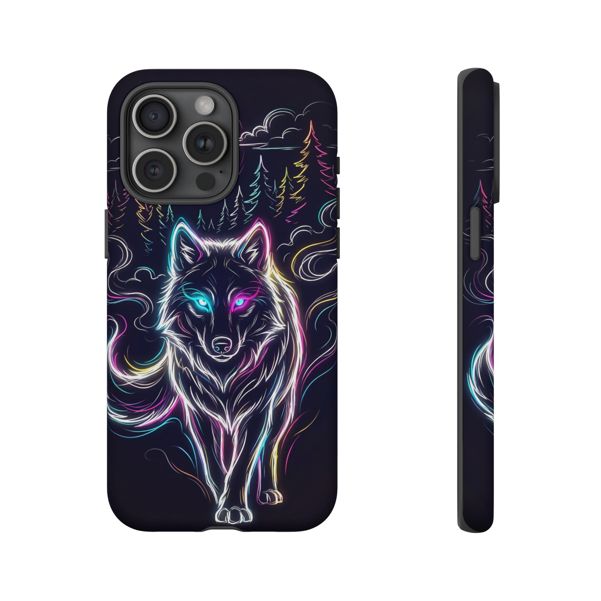Neon Wolf iPhone Case | Mystic Glow Protective Tough Case