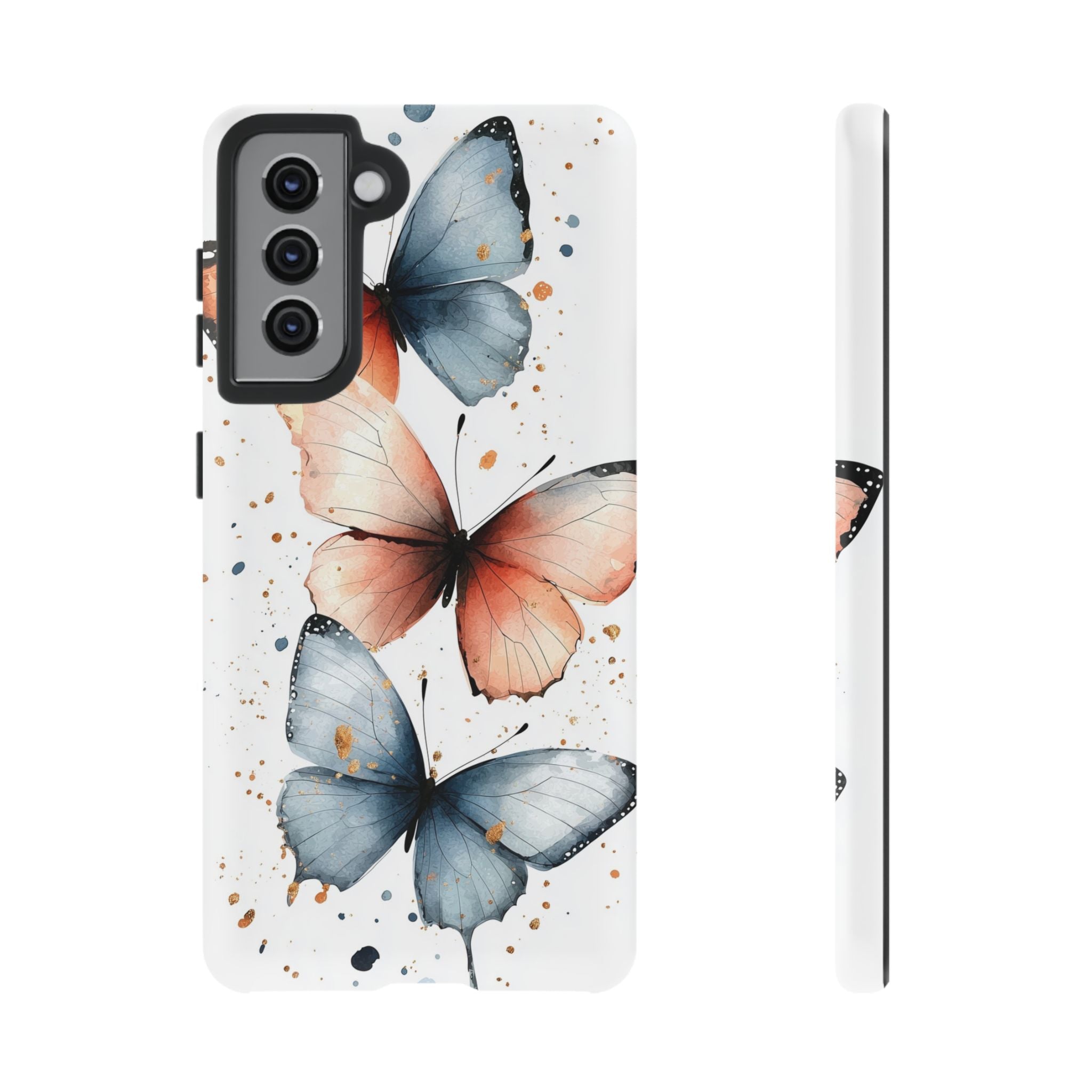 Watercolour Blue & Peach Butterfly Tough Samsung Galaxy Case