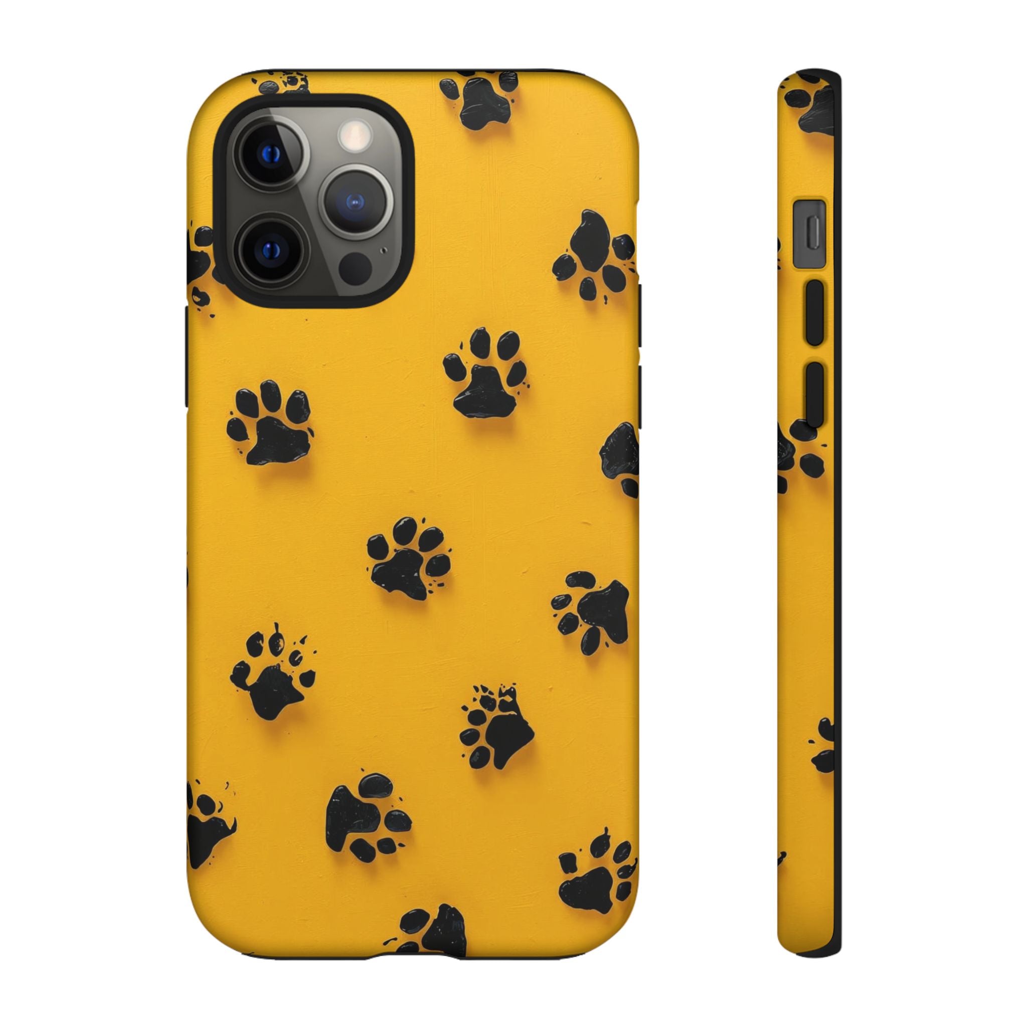 Yellow Paw Print Tough iPhone Case — Protective Dog & Cat Lover Cover