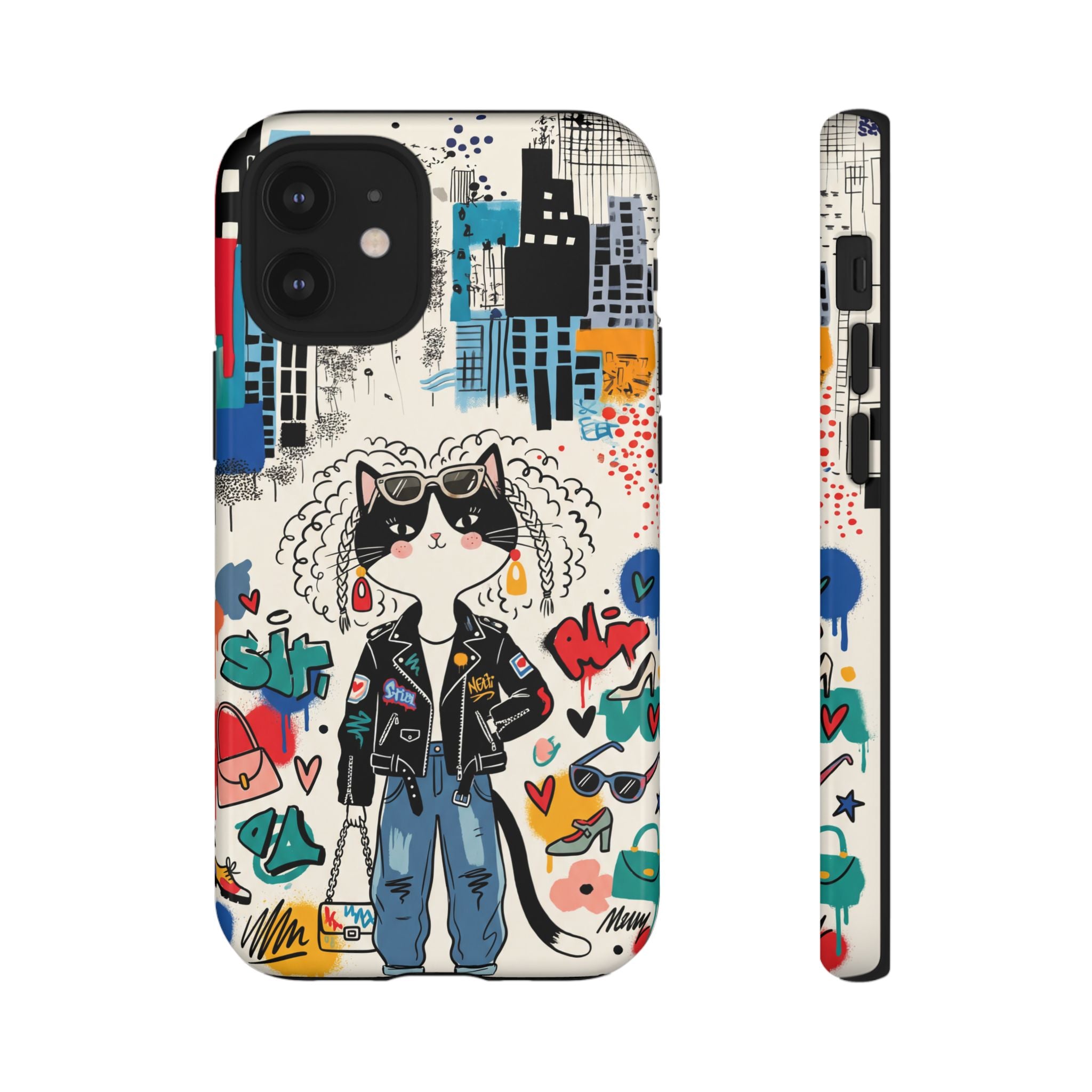 Punk City Cat Graffiti Design iPhone Case