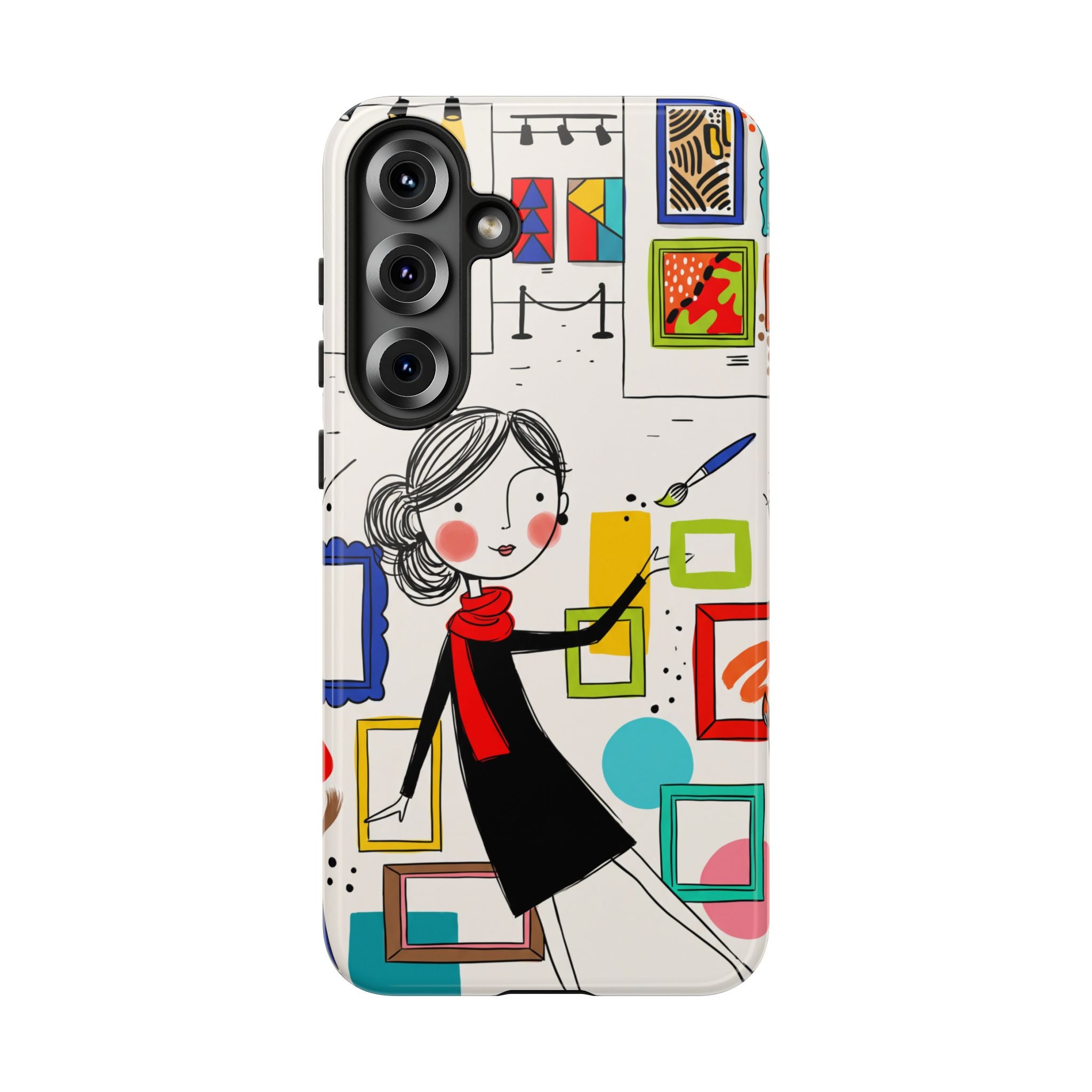 Art Gallery Illustration Samsung Galaxy Phone Case | Cute Woman with Frames Design