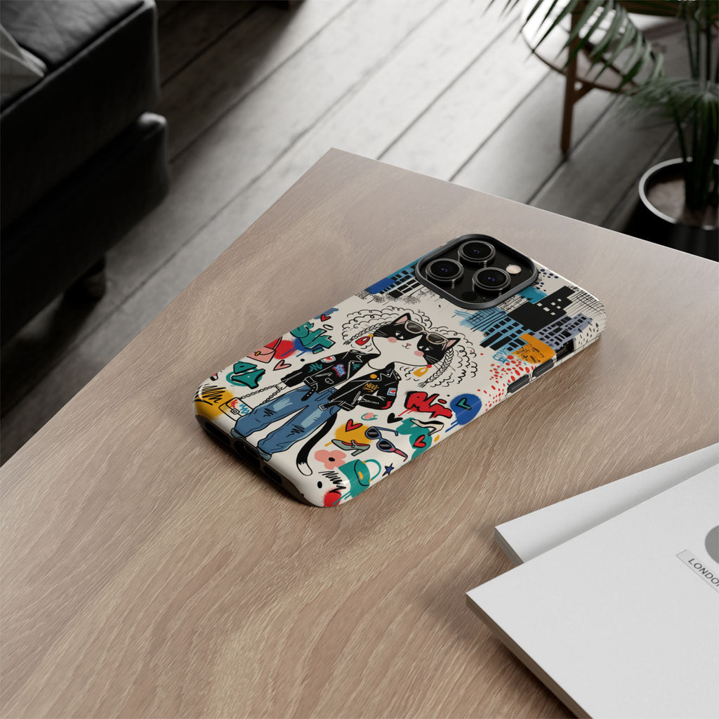 Punk City Cat Graffiti Design iPhone Case