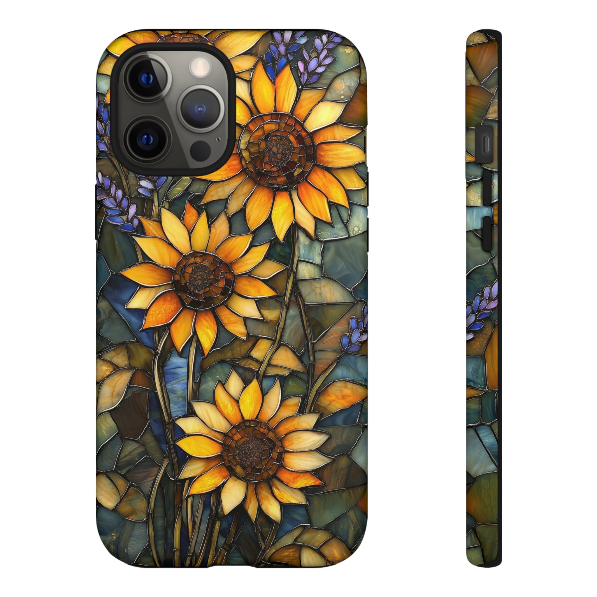 Sunflower Stained Glass Tough iPhone Case | Floral Protective Cover